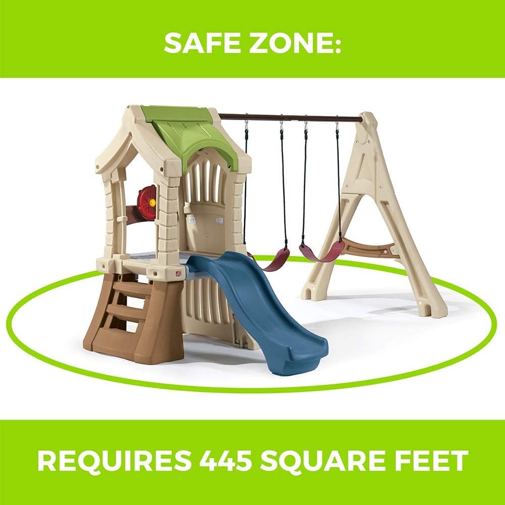 Step2 Play Up Gym Set for Kids, Outdoor Swing Set, Backyard Slide, Swings, Playhouse, & Crawl Space, Two Tier, Easy Set Up, Toddlers Ages 3-6 Years Old(Swing Set)