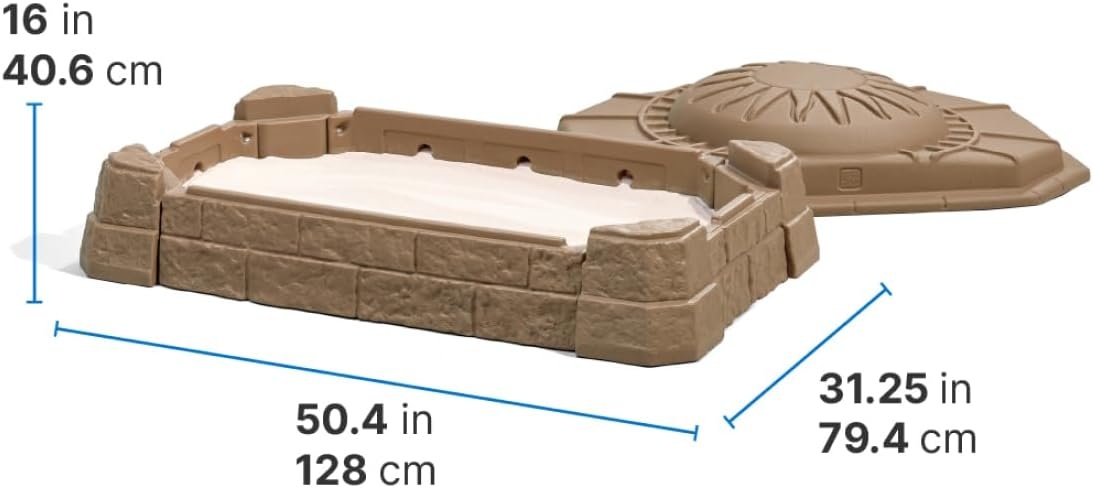 Step2 Naturally Playful Sandbox II, Kids Sand Activity Sensory Play Pit, Summer Outdoor Toys, 7 Piece Water Toy Accessories, for Toddlers 1+ Years Old(Naturally Playful Sandbox II)