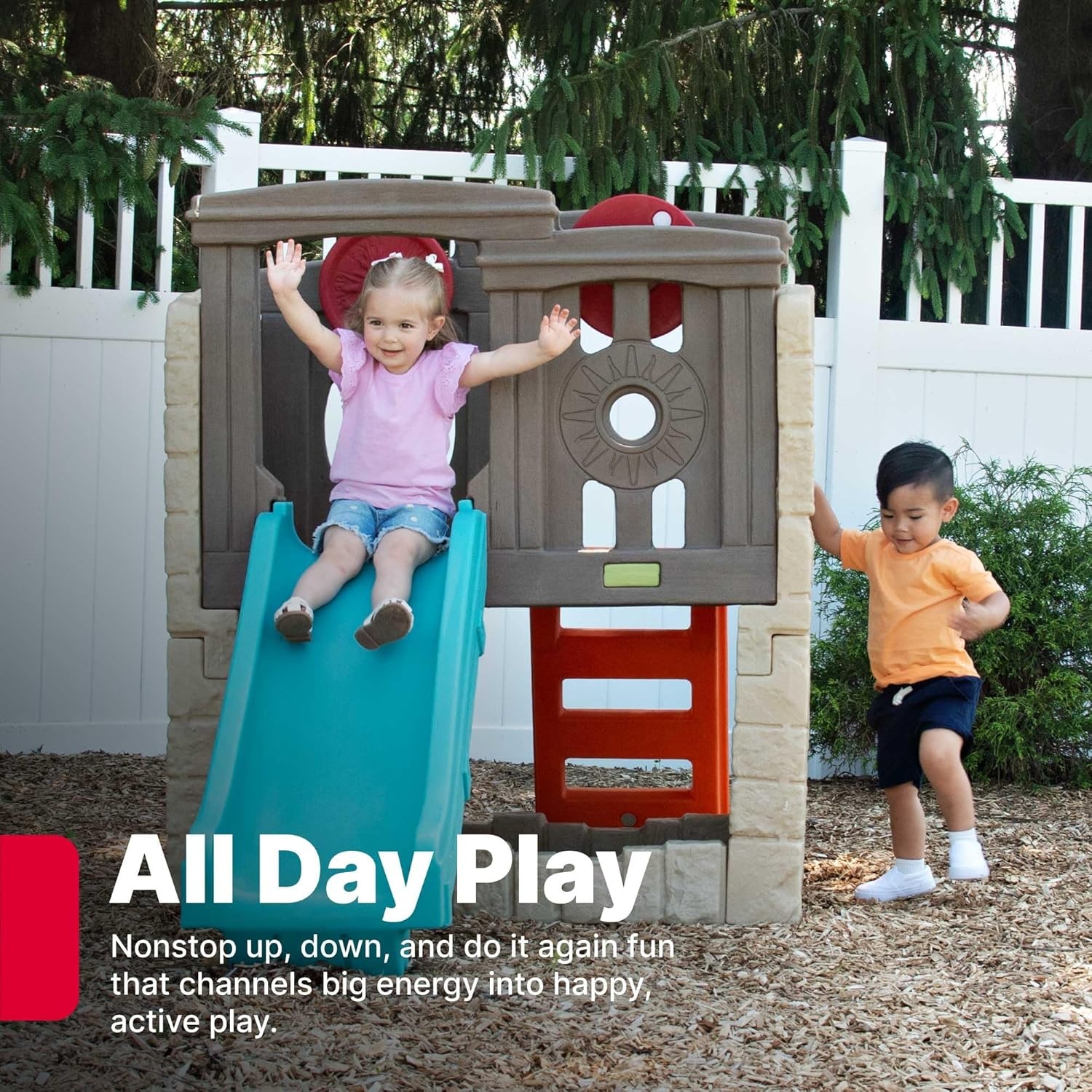 Step2 Woodland Climber II Kids Playset, Ages 2 –6 Years Old, Toddler Slide and Climbing Wall, Outdoor Playground for Backyard, Sturdy Plastic Frame, Easy Set Up(Playset)
