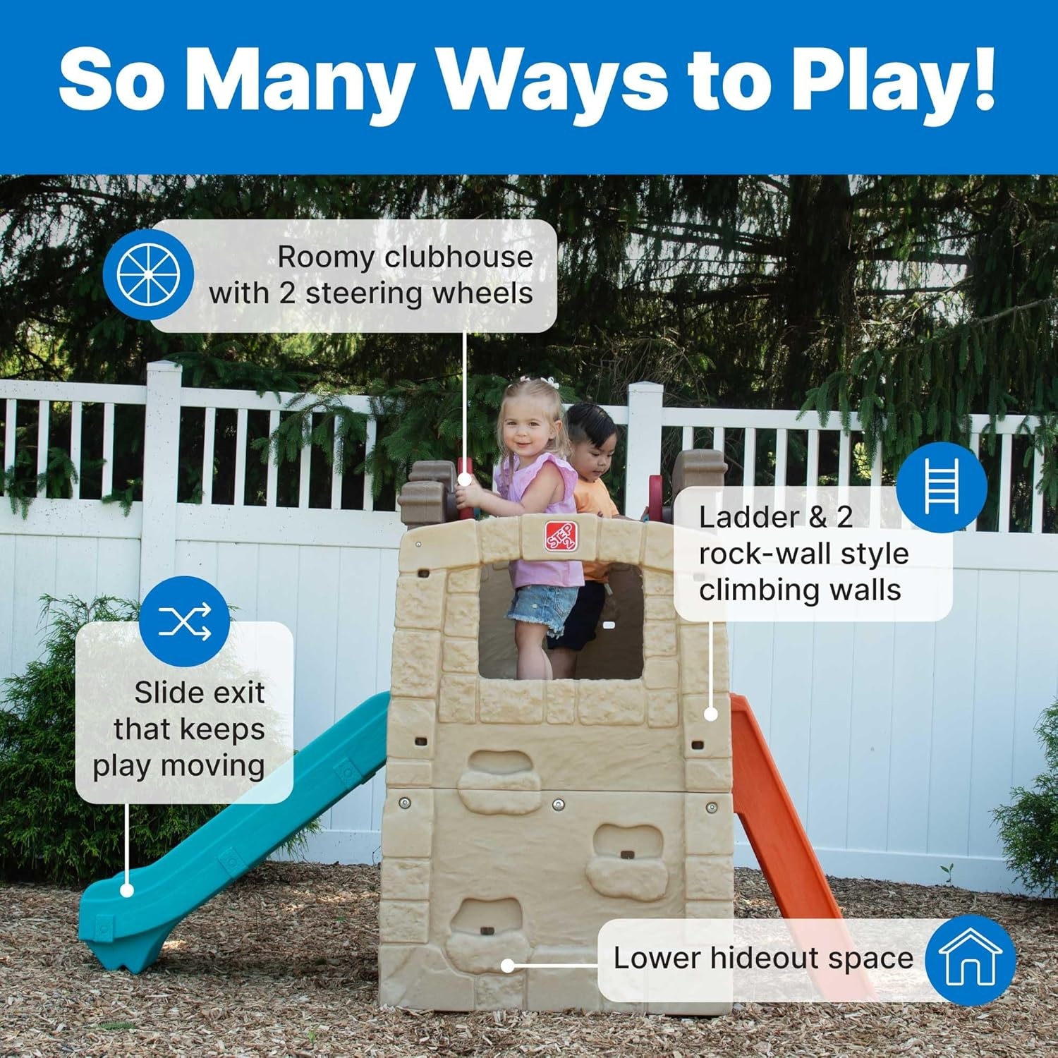Step2 Woodland Climber II Kids Playset, Ages 2 –6 Years Old, Toddler Slide and Climbing Wall, Outdoor Playground for Backyard, Sturdy Plastic Frame, Easy Set Up(Playset)