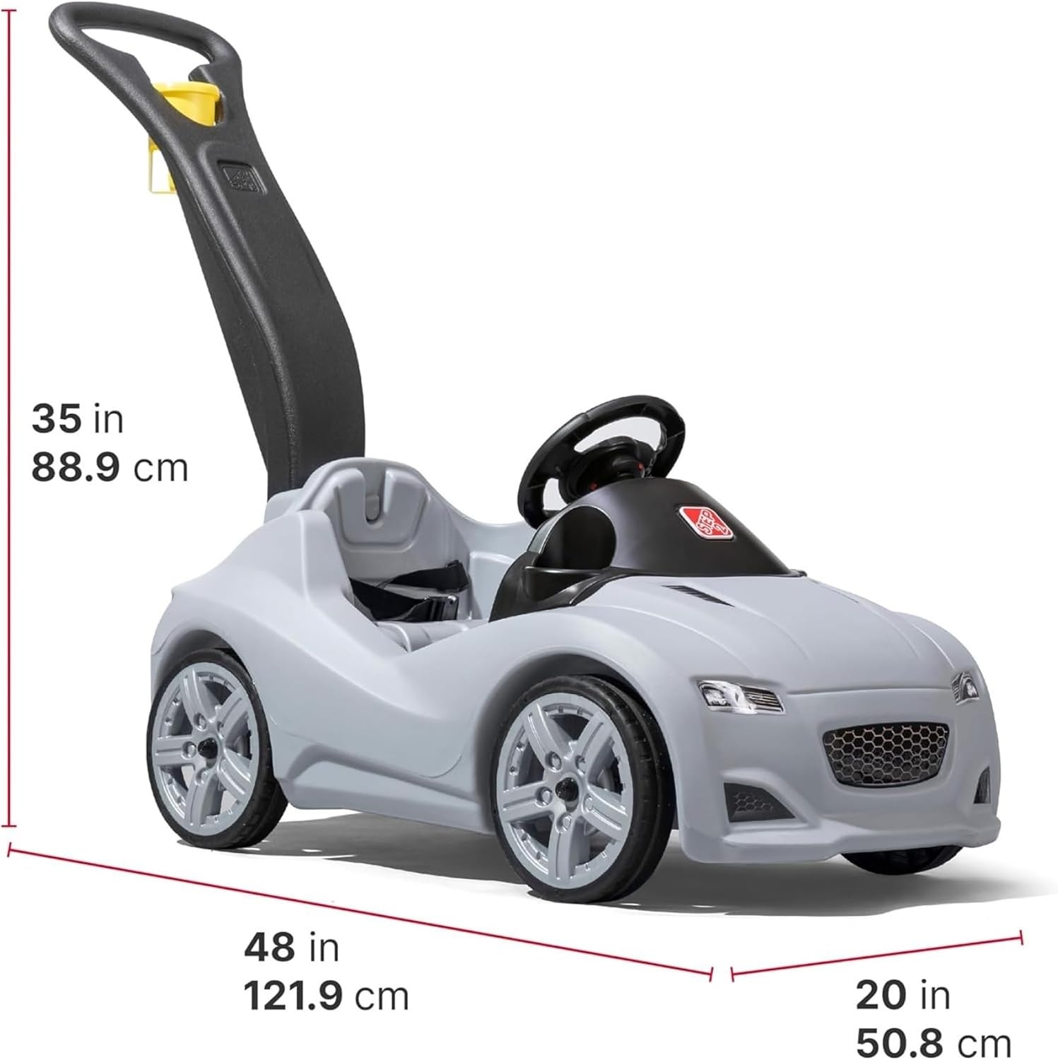 Step2 Whisper Ride Cruiser Kids Push Car, Ride On Toy, Stroller Substitute, Includes Seat Belt & Horn, Made of Durable Plastic, Max Weight 50 lbs., For Toddlers 1.5-4 Years Old, Pink(Gray)