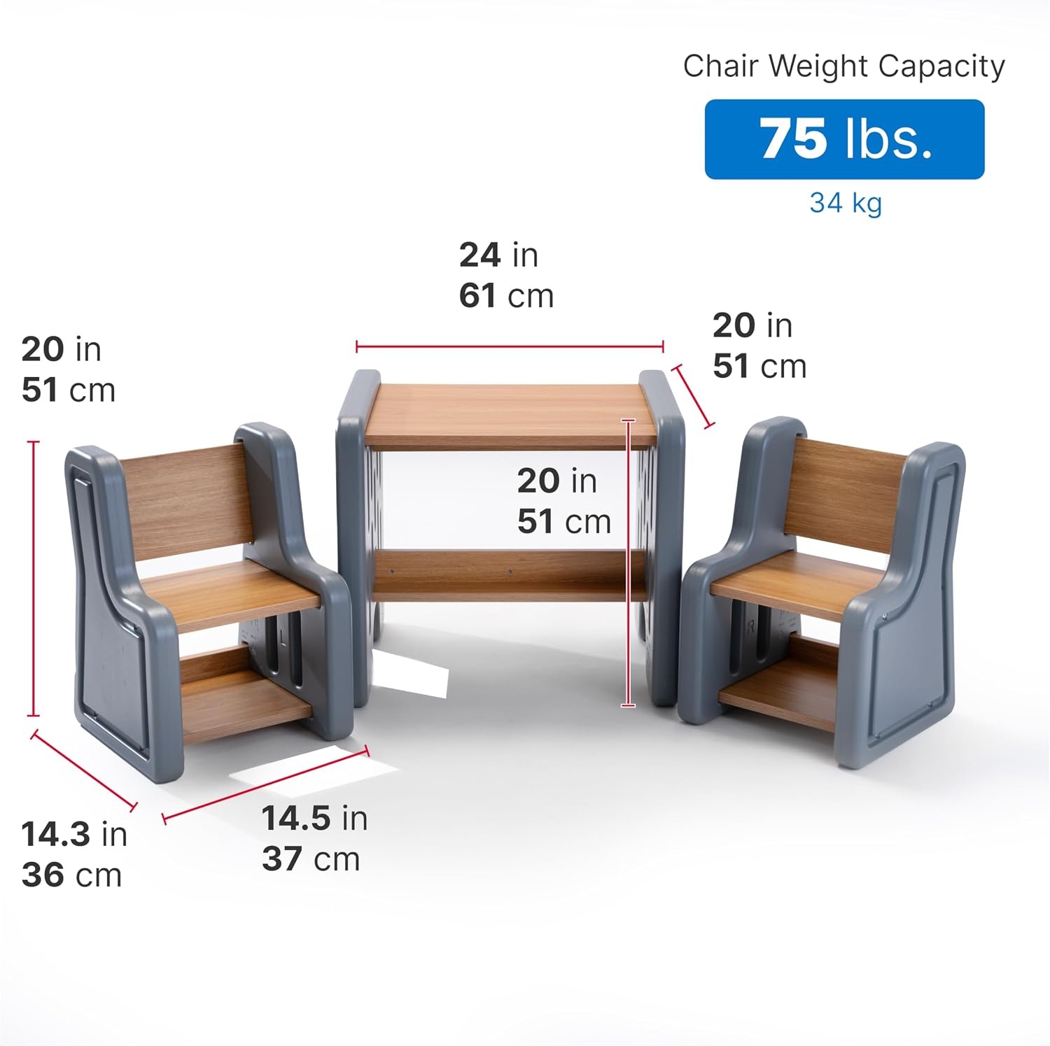 Step2 Harmony Kids Table & Chair Set, Playroom Activity Table for Arts & Crafts, Made of Durable Plastic, for Toddlers 2+ Years Old, Sage Gray(Sage Gray)