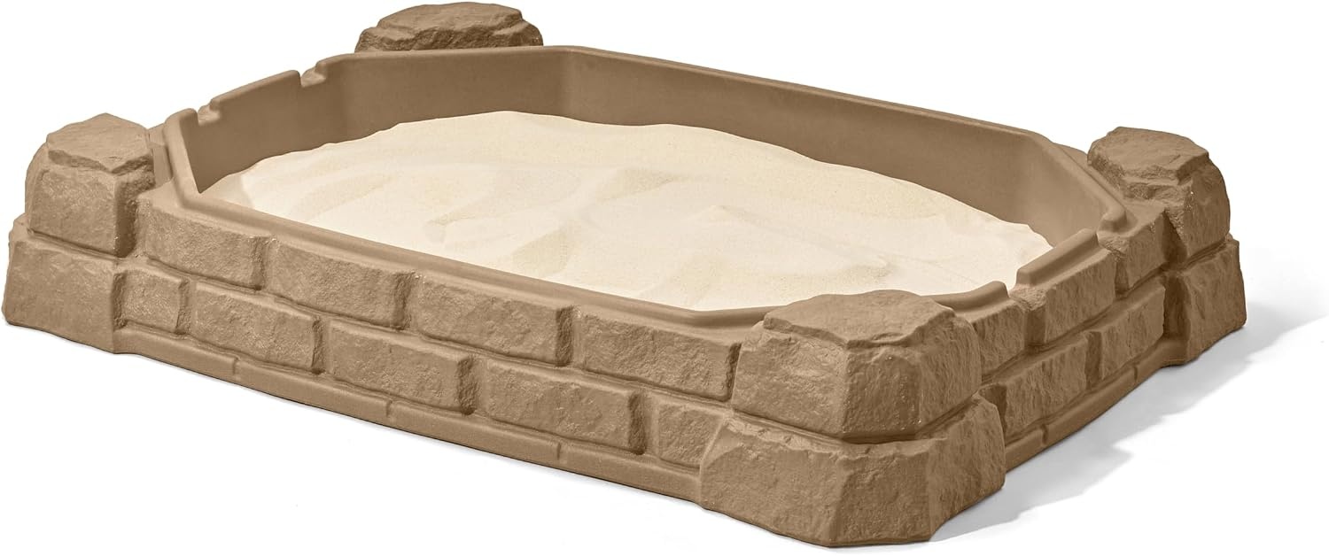 Step2 Naturally Playful Sandbox II, Kids Sand Activity Sensory Play Pit, Summer Outdoor Toys, 7 Piece Water Toy Accessories, for Toddlers 1+ Years Old(Naturally Playful Sandbox)