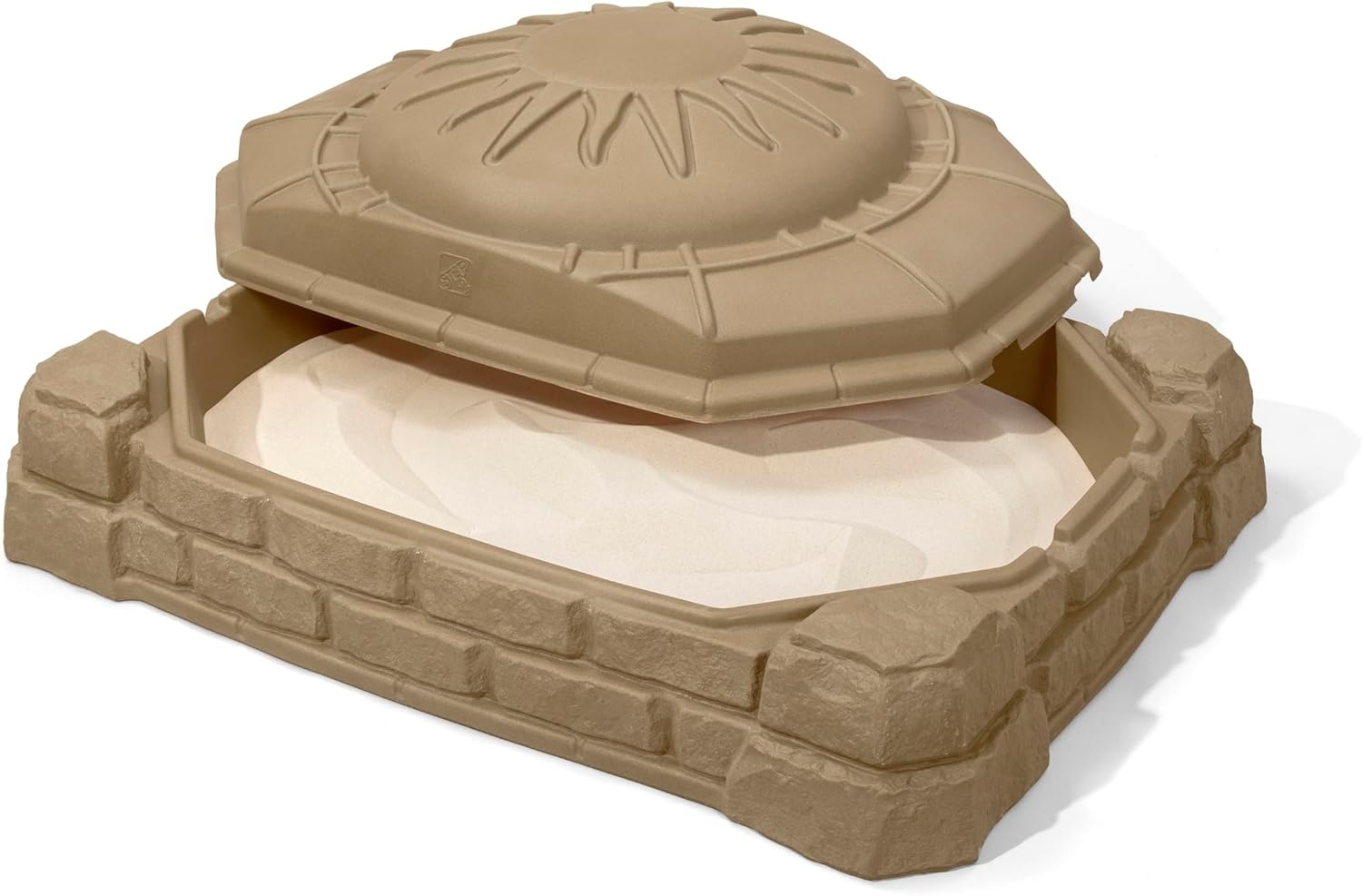 Step2 Naturally Playful Sandbox II, Kids Sand Activity Sensory Play Pit, Summer Outdoor Toys, 7 Piece Water Toy Accessories, for Toddlers 1+ Years Old(Naturally Playful Sandbox)