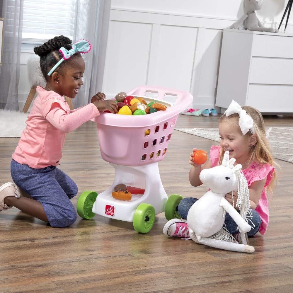 Step2 Little Helper’s Shopping Cart for Kids, Play Grocery Cart, Made of Durable Plastic, for Toddlers 2+ Years Old, Blue(Pink)