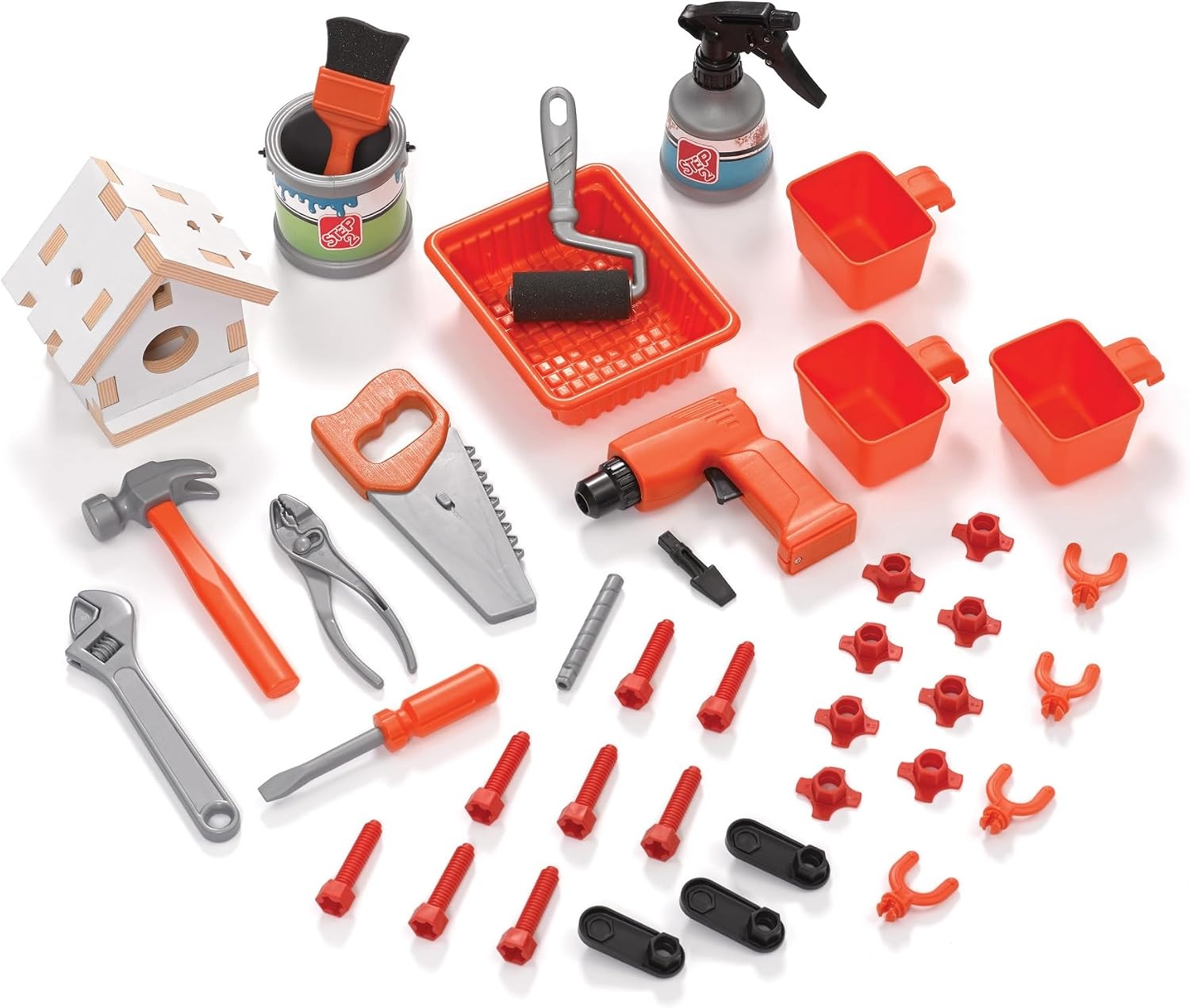 Step2 Big Builders Pro Workshop for Kids, Indoor/Outdoor Tool Bench for Children, Interactive Play with Sounds, Includes 45 Piece Toy Accessory Kit, Made of Durable Plastic, For Toddlers 3+ Years Old