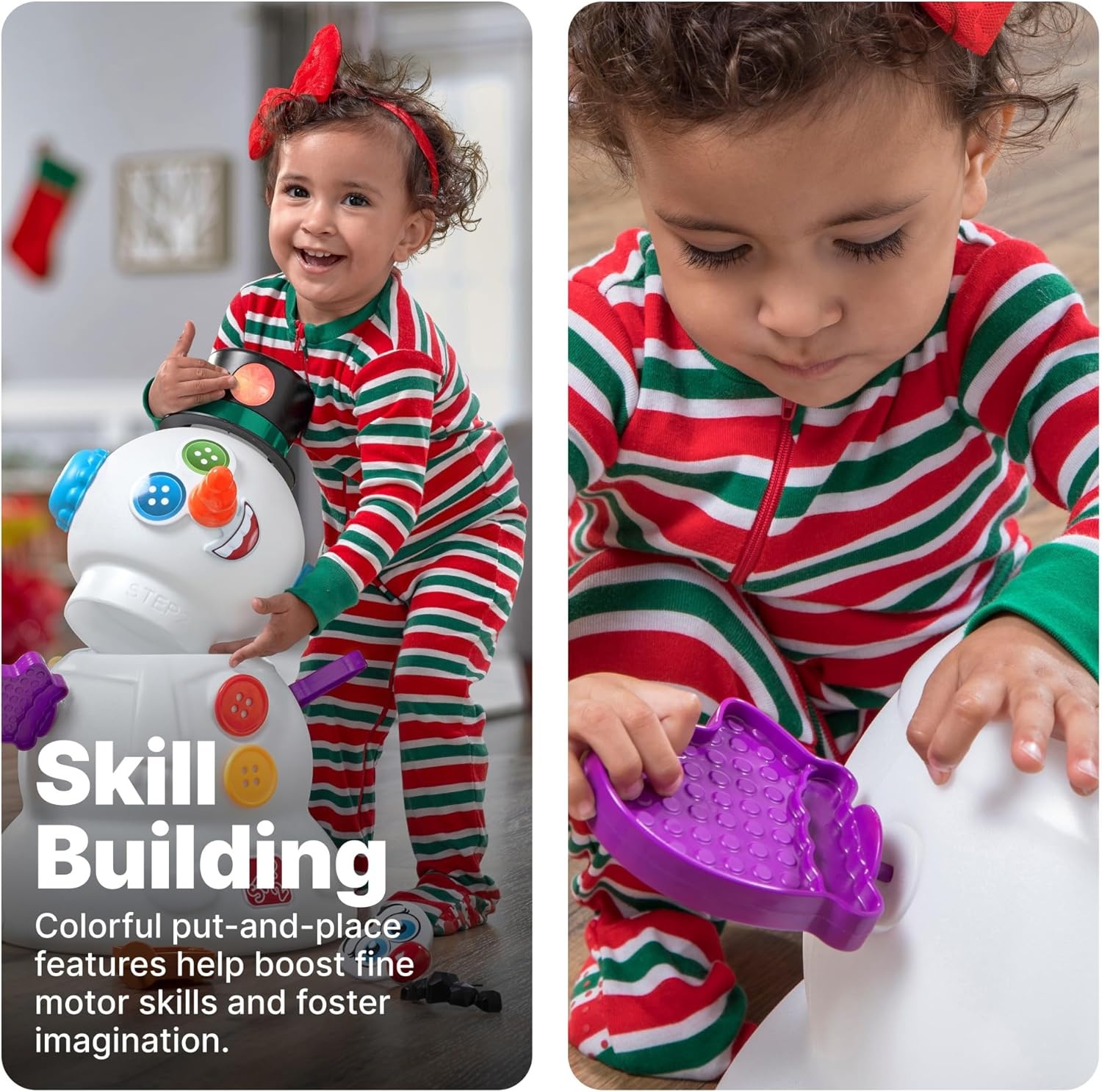 Step2 My First Snowman, Kids Holiday Decorative Christmas Toy, 15-Piece Accessory Kit, Lights and Sounds, Toddlers 18-Months+