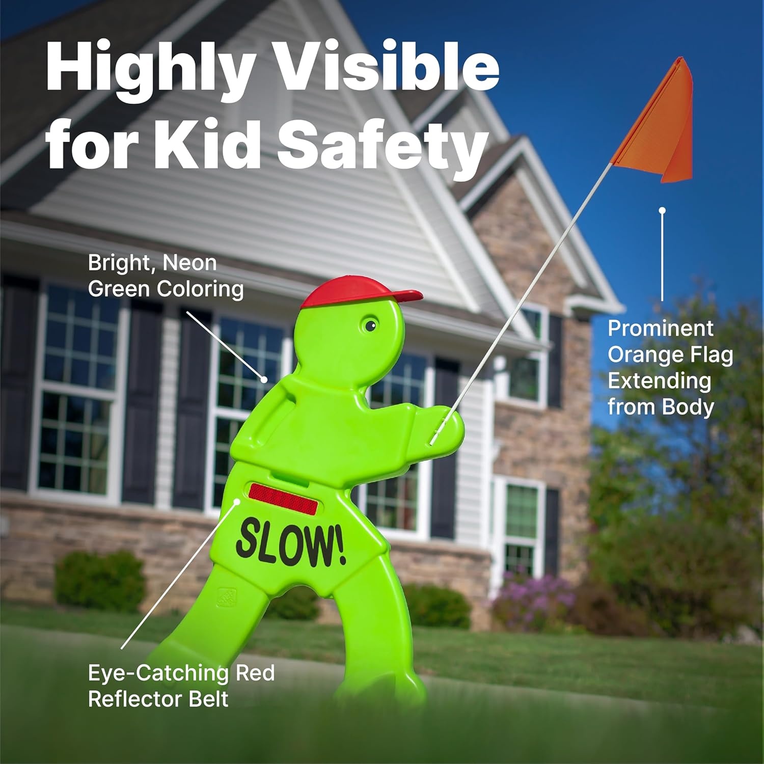 Step2 Kid Alert Street Safety Sign, Kids at Play Signage for Neighborhood Safety, 32-Inch Tall Reflective Caution Sign with Warning Flag
