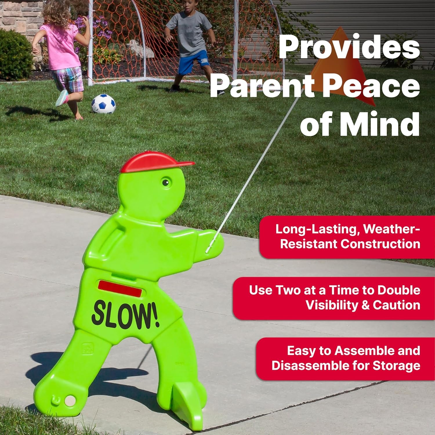 Step2 Kid Alert Street Safety Sign, Kids at Play Signage for Neighborhood Safety, 32-Inch Tall Reflective Caution Sign with Warning Flag