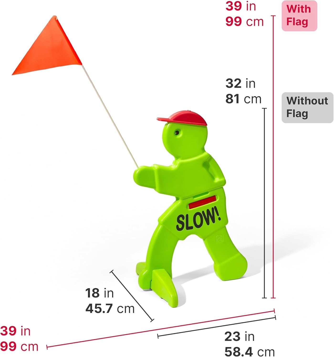 Step2 Kid Alert Street Safety Sign, Kids at Play Signage for Neighborhood Safety, 32-Inch Tall Reflective Caution Sign with Warning Flag