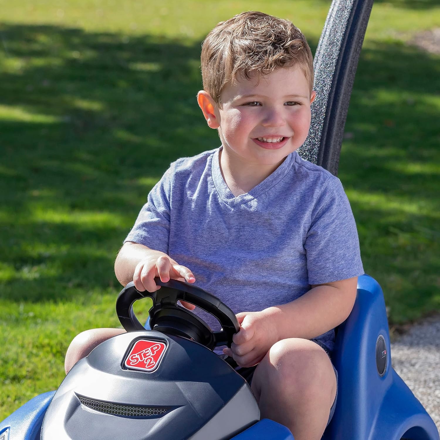 Step2 Push Around Buggy GT Kids Push Car, Ride On Toy, Stroller Substitute, Includes Seat Belt & Horn, Made of Durable Plastic, Max Weight 50 lbs., For Toddlers 1.5-3 Years Old, Blue(Blue)