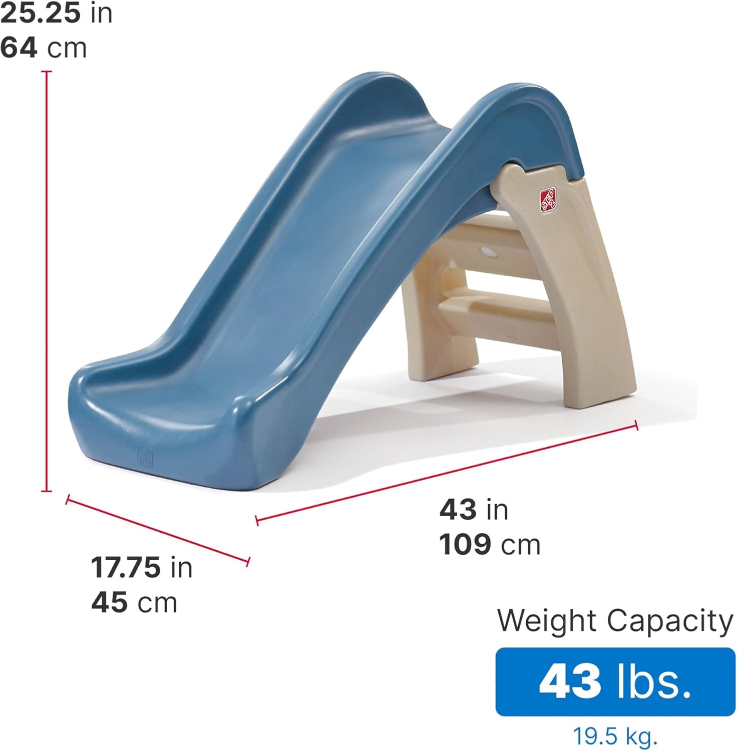 Step2 Play & Fold Junior Slide, Kids Indoor/Outdoor Play Slide, Backyard Playground Set, Easy Grip, Wide Ladder, Outside Jungle Gym, For Toddlers 1.5-4 Years Old