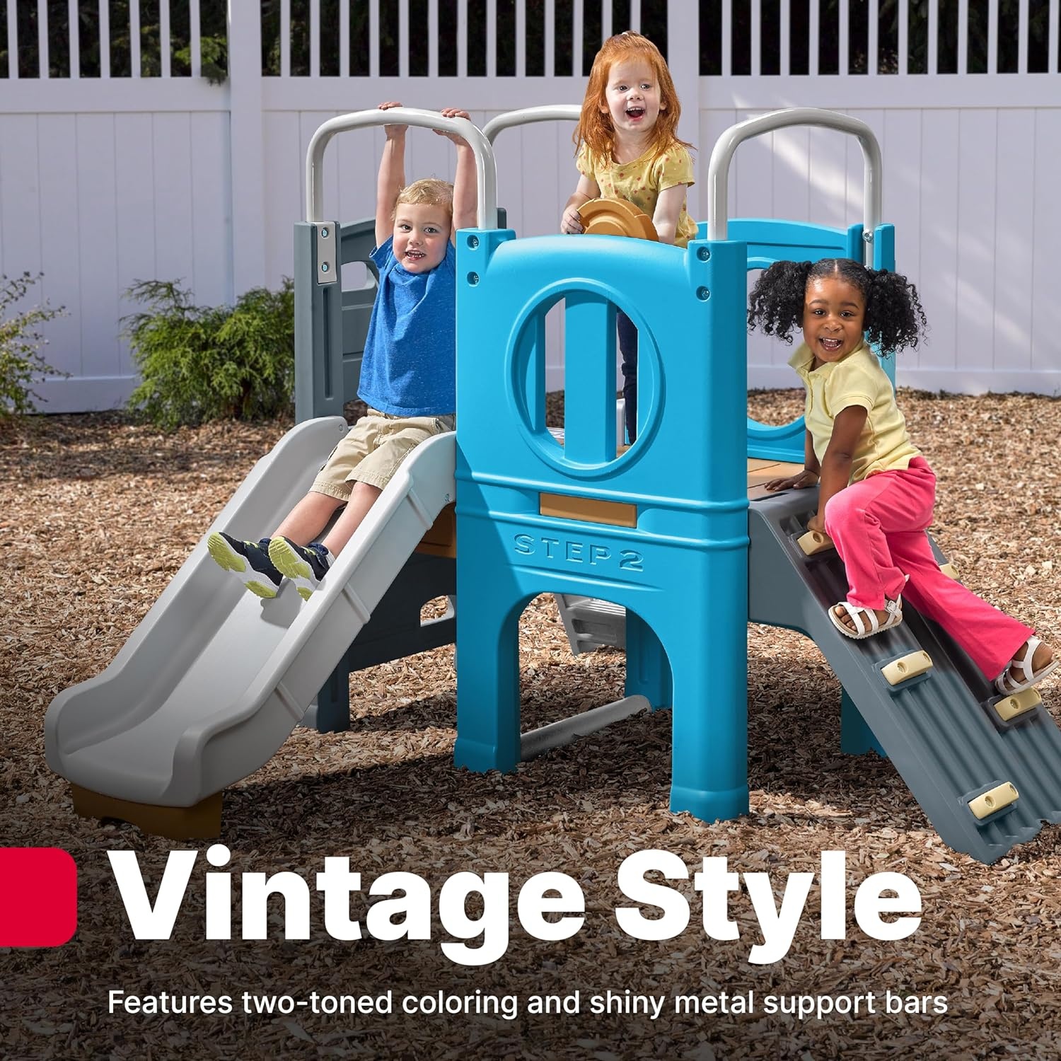 Step2 Scout & Slide Climber, Kids Outdoor Playset, Backyard Playground Set, Slide, Climbing Wall, Tunnel, Outside Vintage Style Jungle Gym, for Toddlers 2-6 Years Old(Climber)