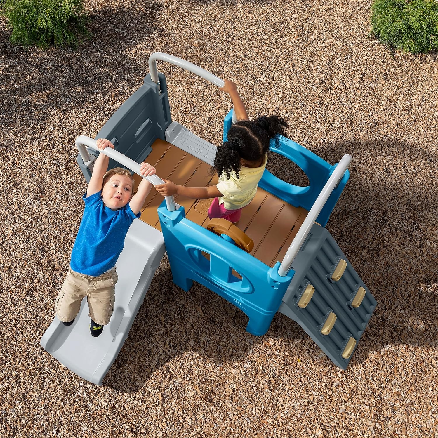 Step2 Scout & Slide Climber, Kids Outdoor Playset, Backyard Playground Set, Slide, Climbing Wall, Tunnel, Outside Vintage Style Jungle Gym, for Toddlers 2-6 Years Old(Climber)