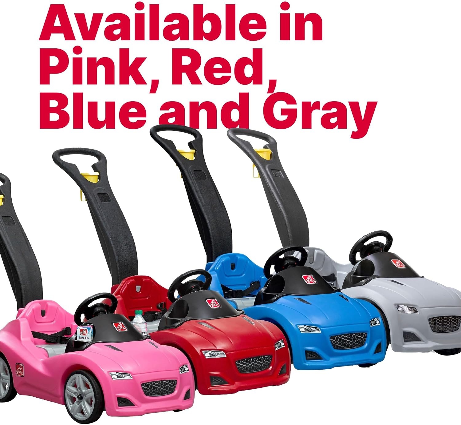 Step2 Whisper Ride Cruiser Kids Push Car, Ride On Toy, Stroller Substitute, Includes Seat Belt & Horn, Made of Durable Plastic, Max Weight 50 lbs., For Toddlers 1.5-4 Years Old, Pink(Pink)