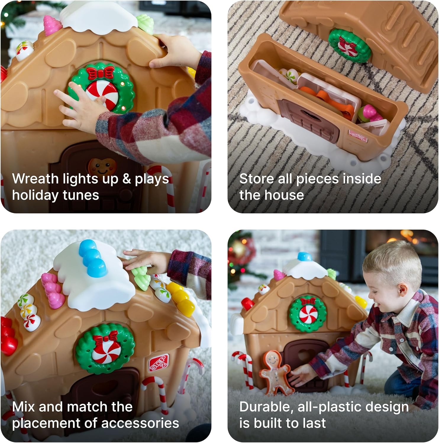 Step2 My First Gingerbread House, Kids Interactive Christmas Holiday Toy, Lights Up and Plays Music, Includes 20 Accessories, For Toddlers 1+ Years Old