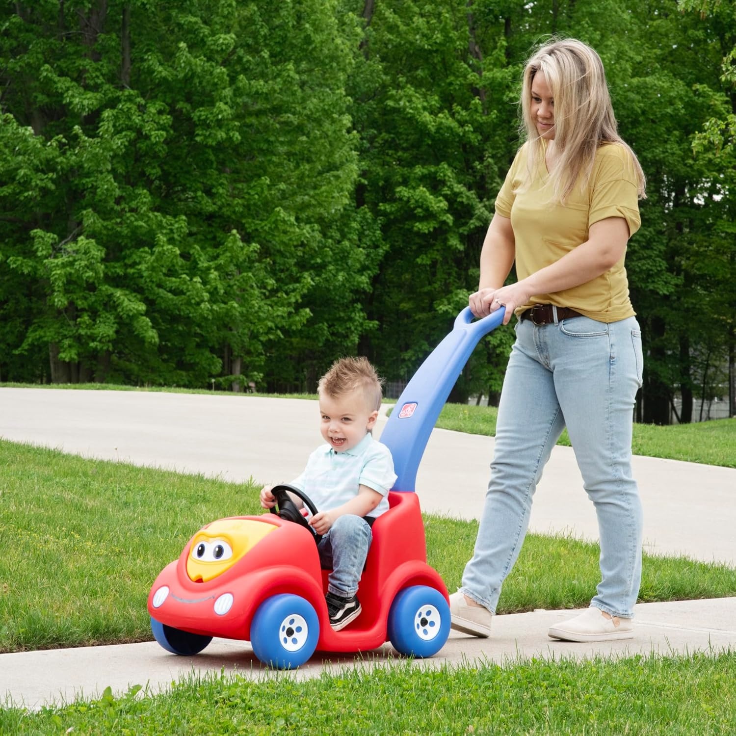 Step2 Push Around Buggy Kids Push Car, Toddler Ride-On Toy with Seat Belt and Horn, Red, Ages 18 Months+(Red)