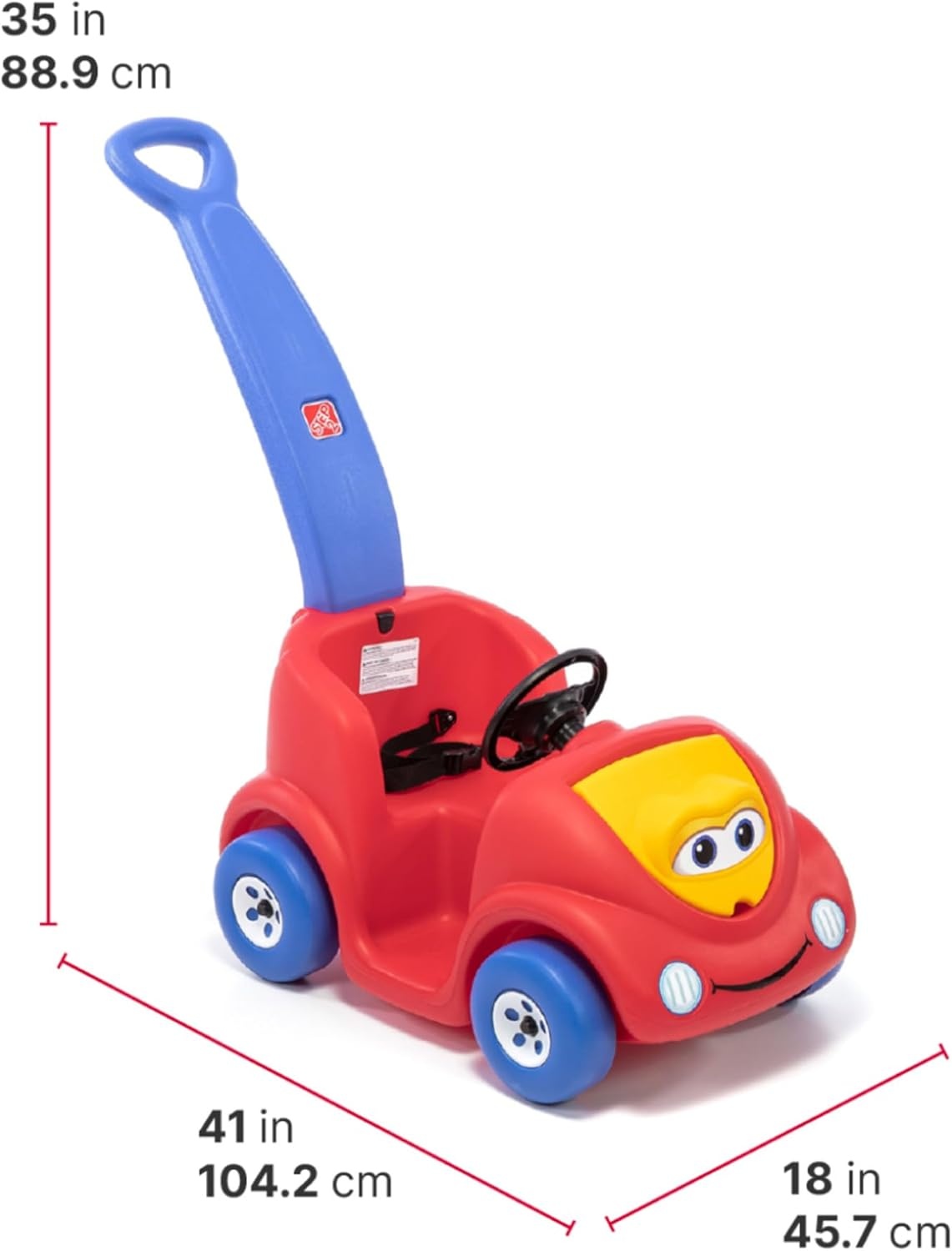 Step2 Push Around Buggy Kids Push Car, Toddler Ride-On Toy with Seat Belt and Horn, Red, Ages 18 Months+(Red)