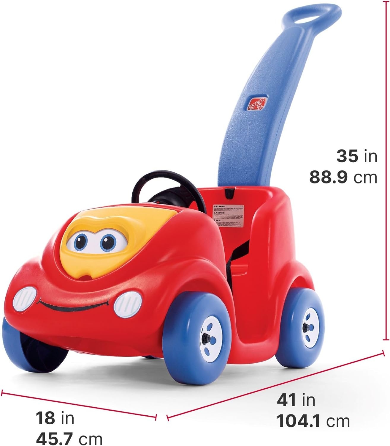 Step2 Push Around Buggy Kids Push Car, Toddler Ride-On Toy with Seat Belt and Horn, Red, Ages 18 Months+(Red)