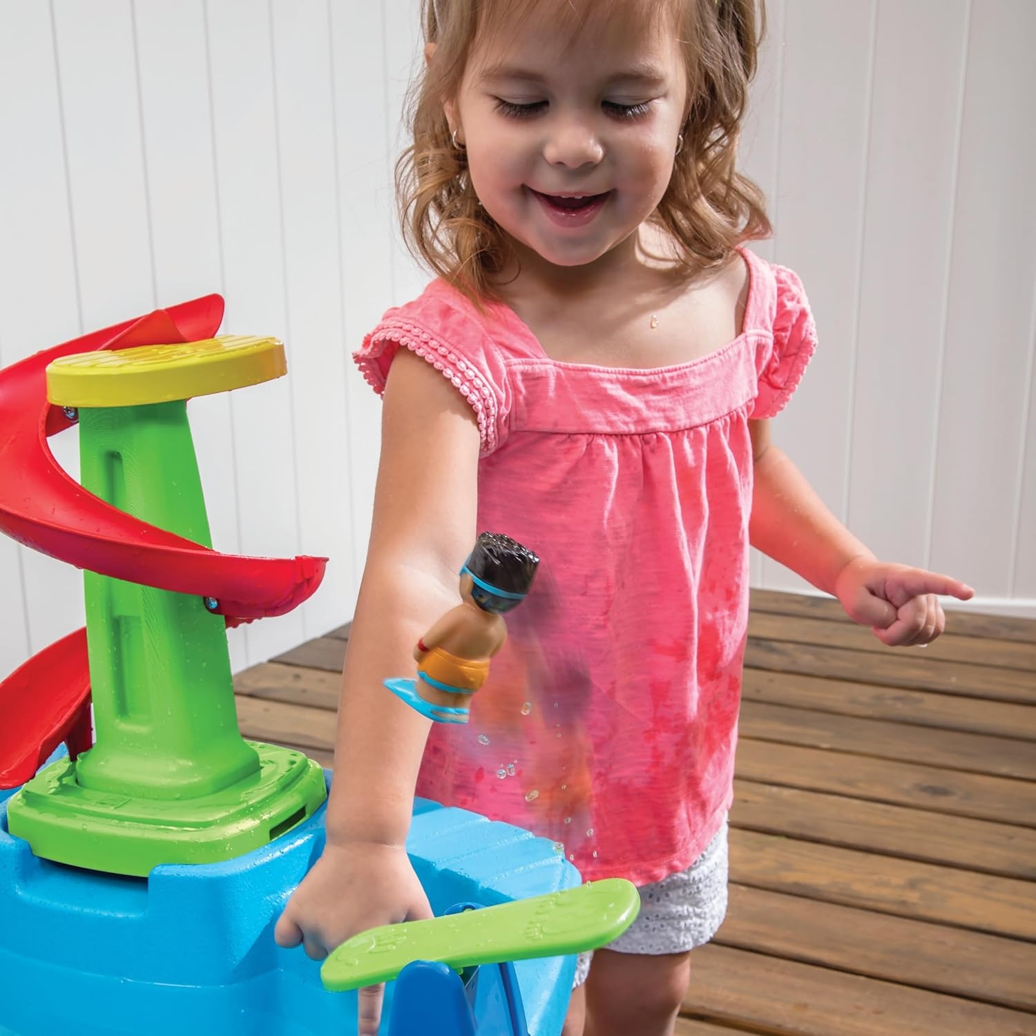 Step2 Fiesta Cruise Sand & Water Table with Umbrella, Kids Activity Sensory Playset, Summer Outdoor Toys, 10 Piece Water Toy Accessories, for Toddlers 2+ Years Old(Umbrella)