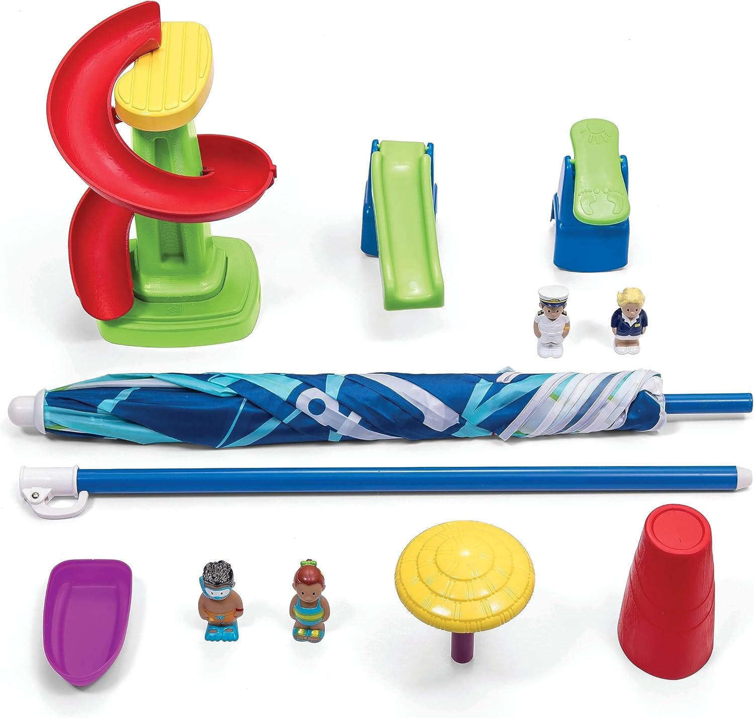 Step2 Fiesta Cruise Sand & Water Table with Umbrella, Kids Activity Sensory Playset, Summer Outdoor Toys, 10 Piece Water Toy Accessories, for Toddlers 2+ Years Old(Umbrella)