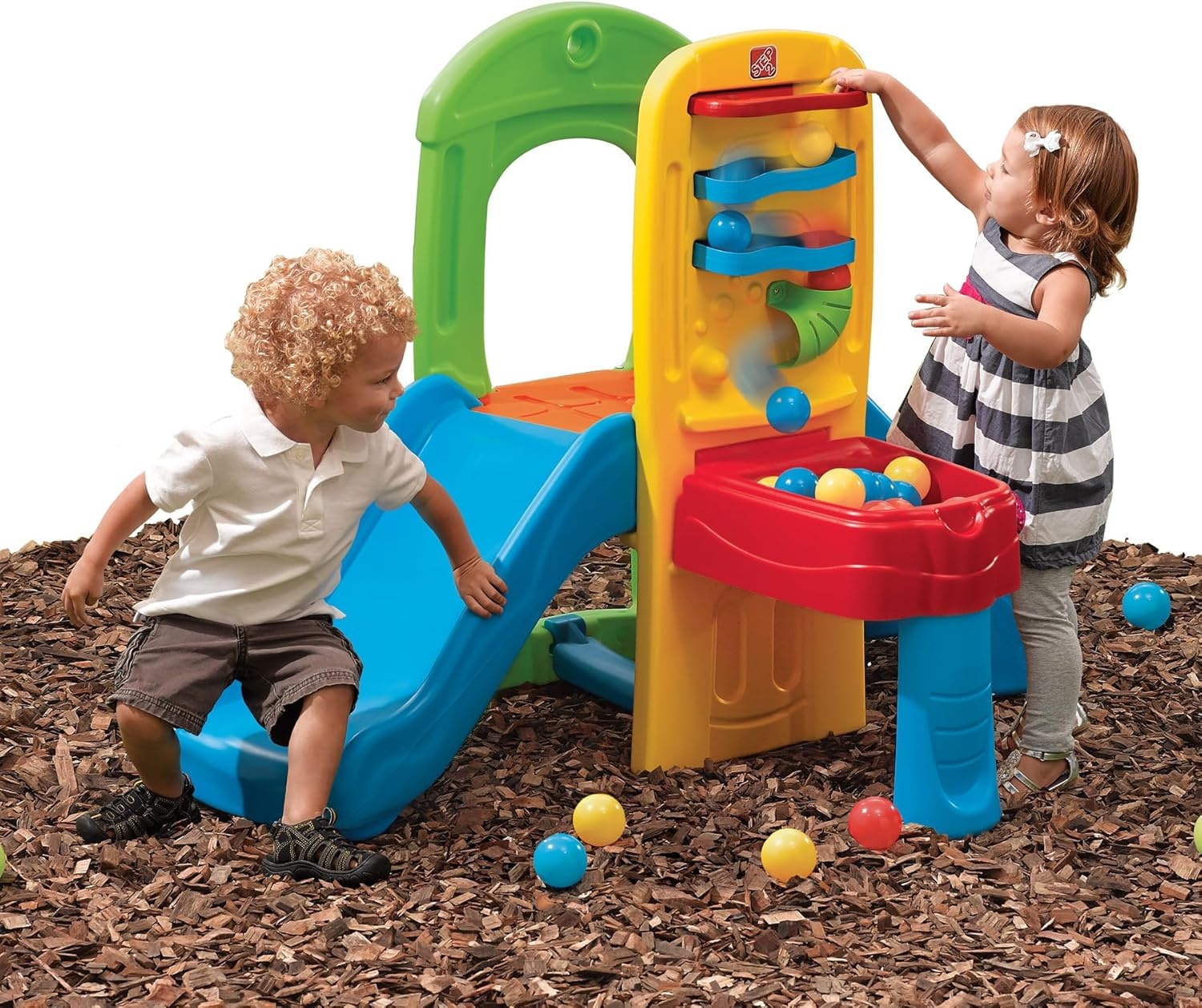 Step2 Play Ball Fun Climber, Kids Outdoor/Indoor Playset, Backyard Playground Set, Slide, Ladder, Ball Drop Maze, Outside Jungle Gym, For Toddlers 1.5+ Years Old(Ball Fun Climber)