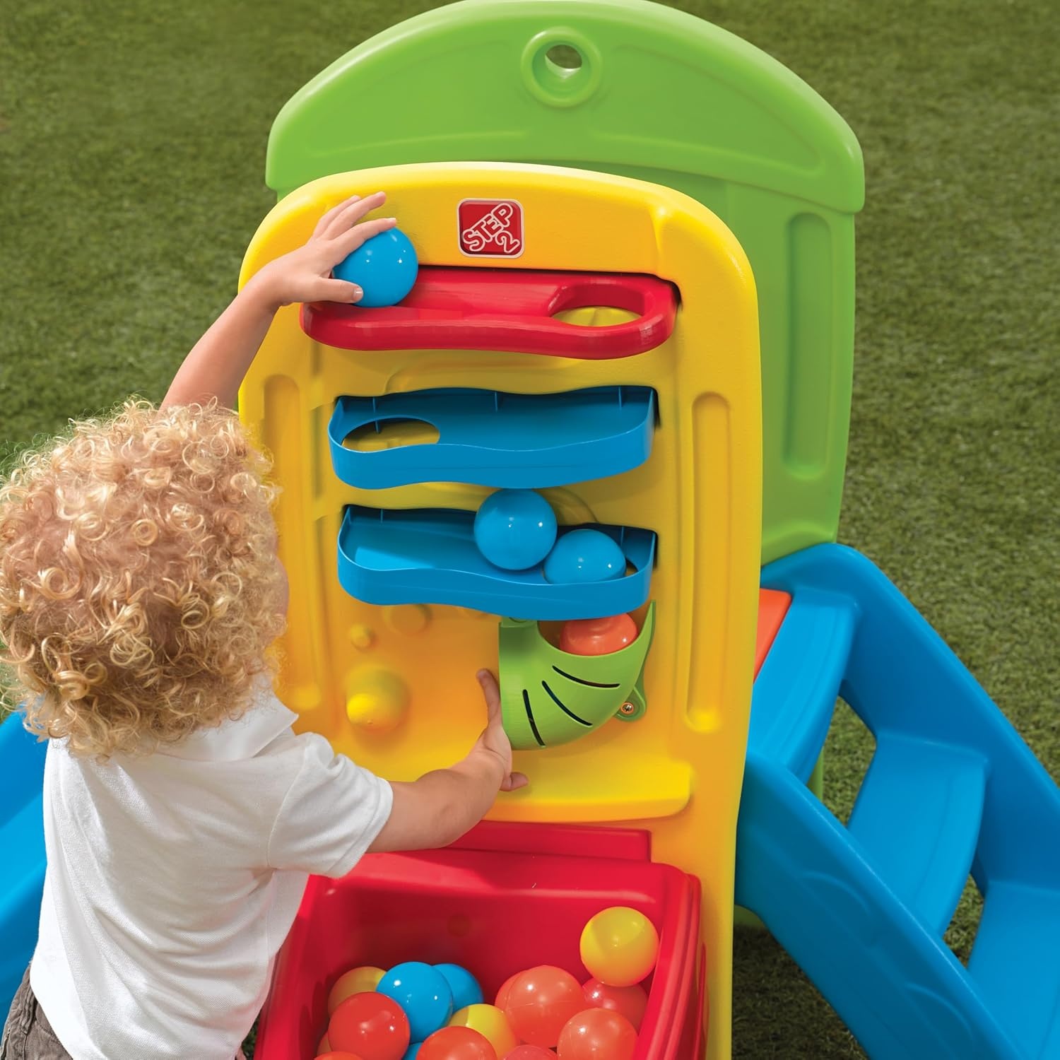 Step2 Play Ball Fun Climber, Kids Outdoor/Indoor Playset, Backyard Playground Set, Slide, Ladder, Ball Drop Maze, Outside Jungle Gym, For Toddlers 1.5+ Years Old(Ball Fun Climber)