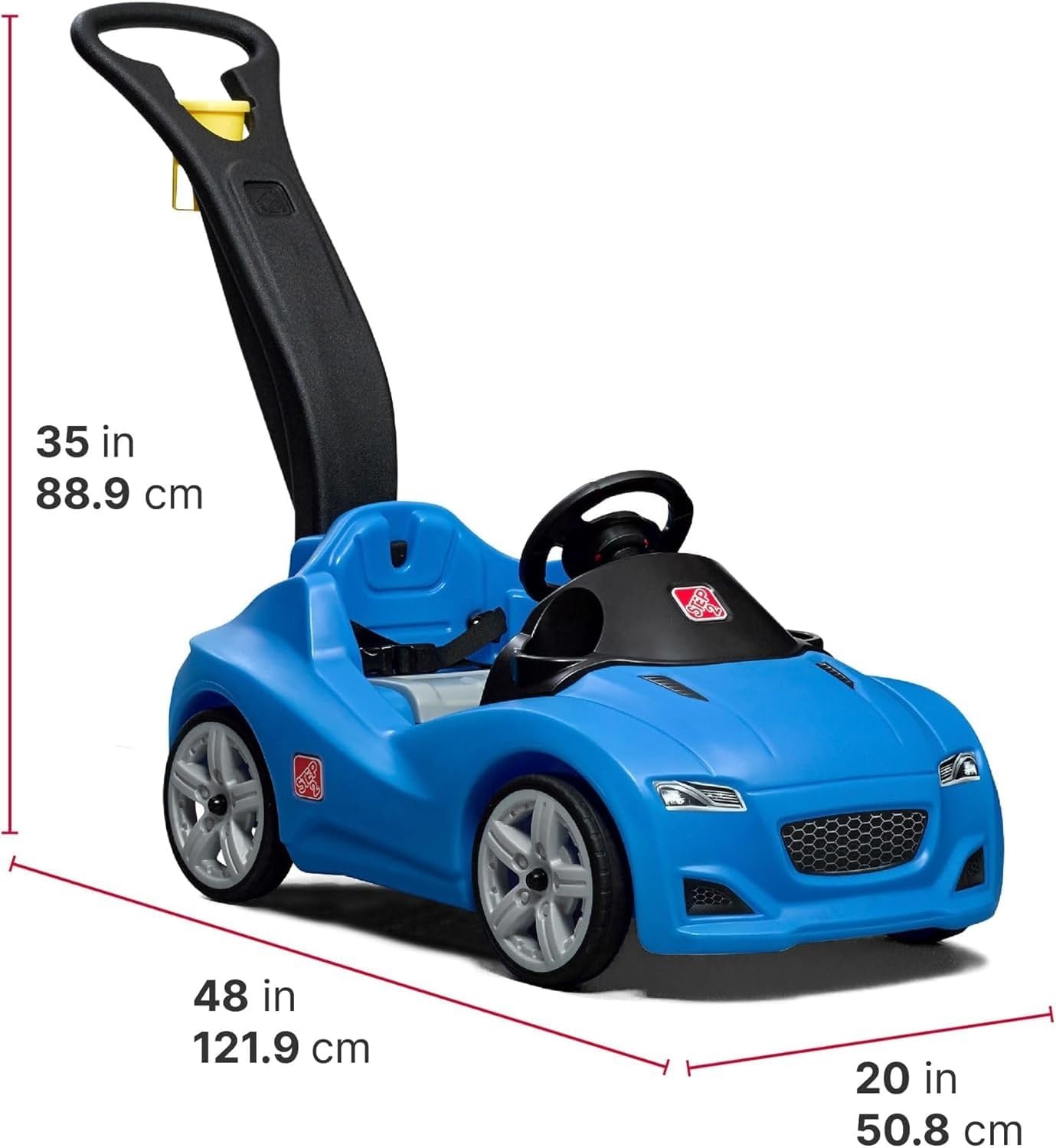 Step2 Whisper Ride Cruiser Kids Push Car, Ride On Toy, Stroller Substitute, Includes Seat Belt & Horn, Made of Durable Plastic, Max Weight 50 lbs., For Toddlers 1.5-4 Years Old, Pink(Blue)