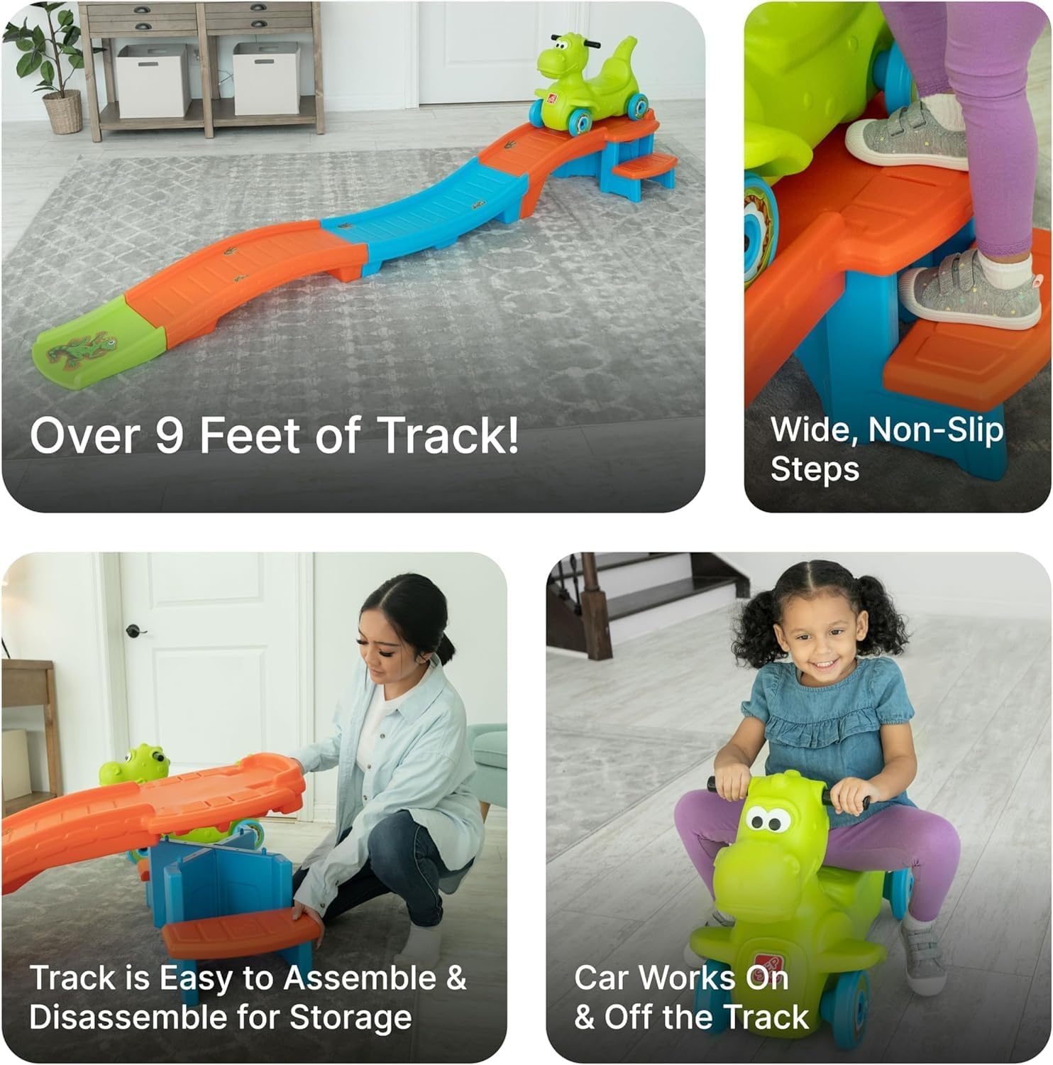 Step2 Unicorn Up & Down Roller Coaster Kids Ride On Toy, Push Car, Indoor/Outdoor Playset, Made of Durable Plastic, Max Weight 50 lbs., For Toddlers 2-5 Years Old, Multicolor(Dino Dash)