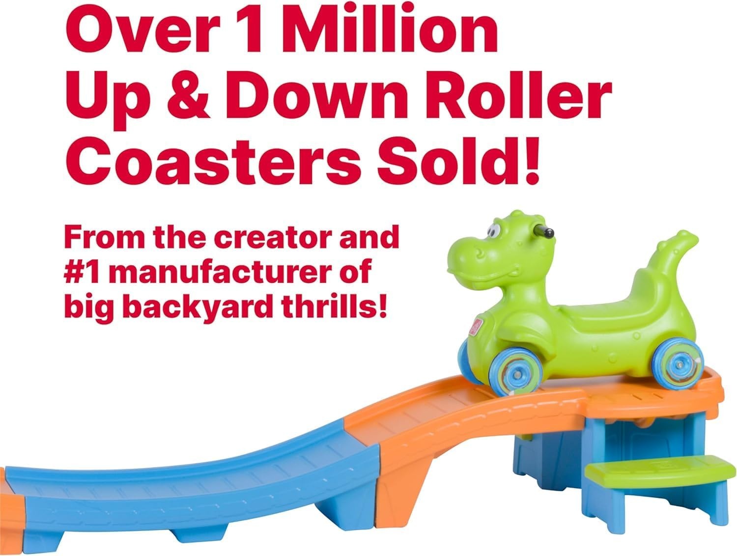 Step2 Unicorn Up & Down Roller Coaster Kids Ride On Toy, Push Car, Indoor/Outdoor Playset, Made of Durable Plastic, Max Weight 50 lbs., For Toddlers 2-5 Years Old, Multicolor(Dino Dash)