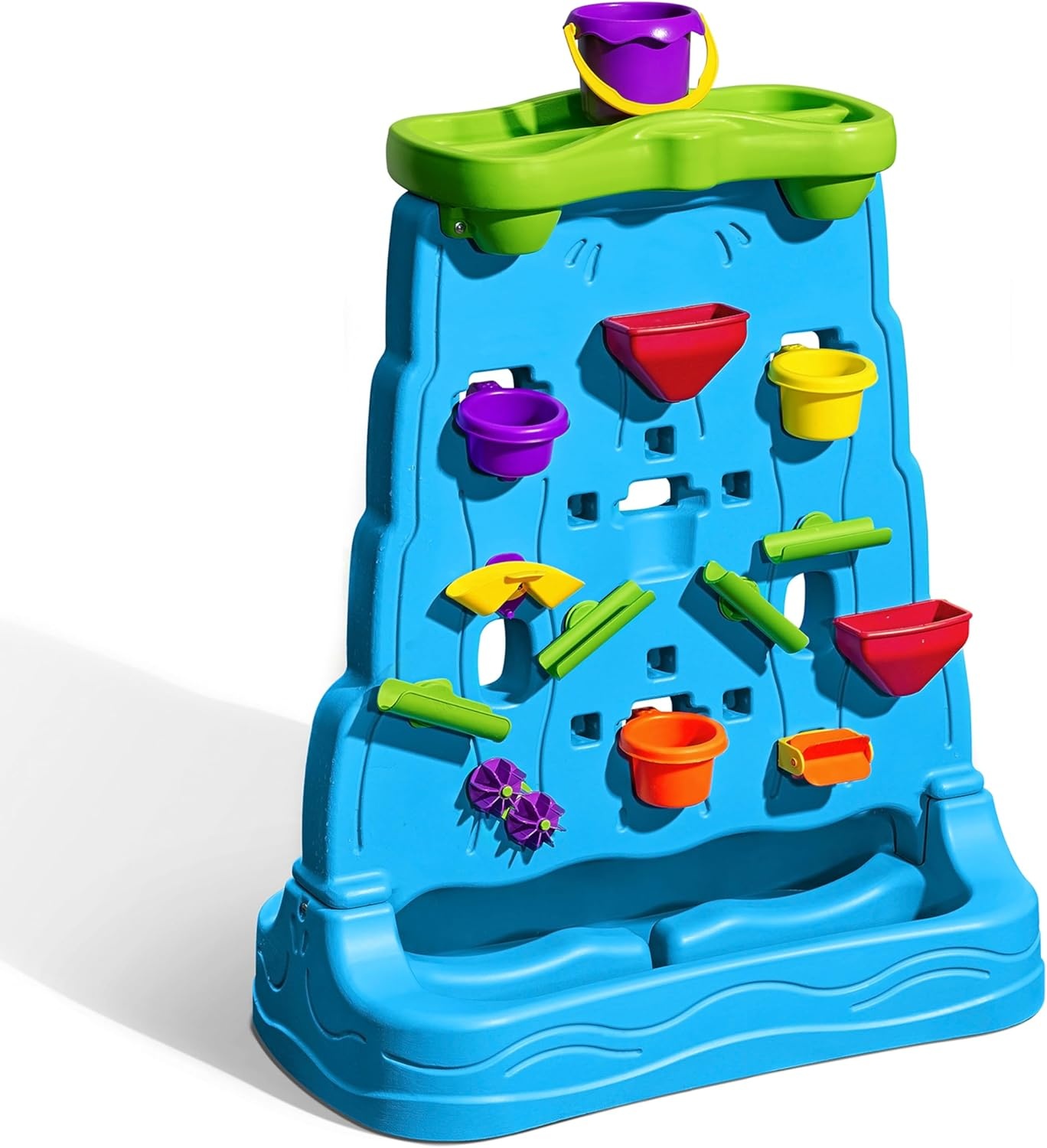 Step2 Waterfall Discovery Wall, Kids Double-Sided Water and Sand Activity Sensory Table, Summer Outdoor Toys, 13 Piece Toy Accessories, For Toddlers 1.5+ Years Old