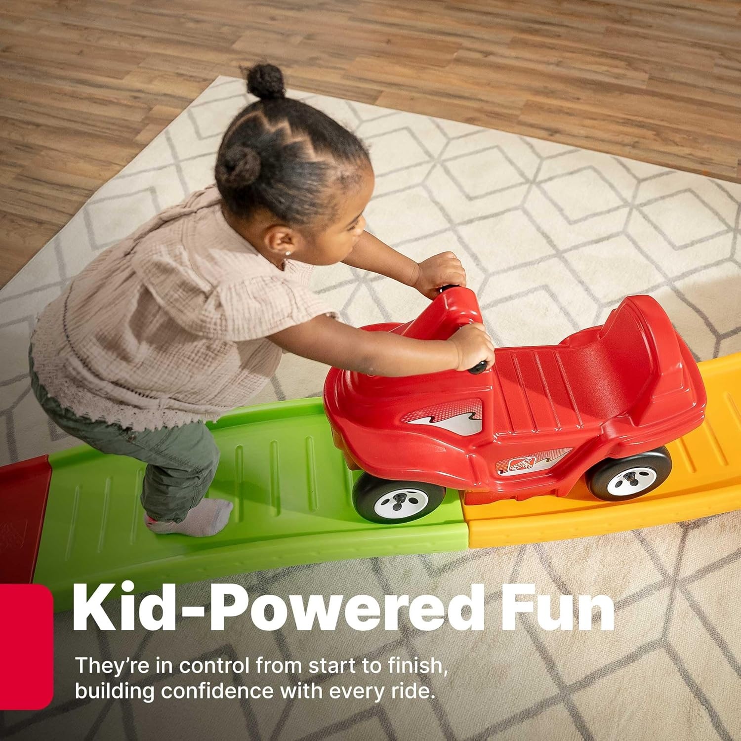 Step2 Up & Down Roller Coaster Kids Ride On Toy, Push Car, Indoor/Outdoor Playset, Made of Durable Plastic, Max Weight 50 lbs., for Toddlers 2-5 Years Old, Gray & Blue(Red)