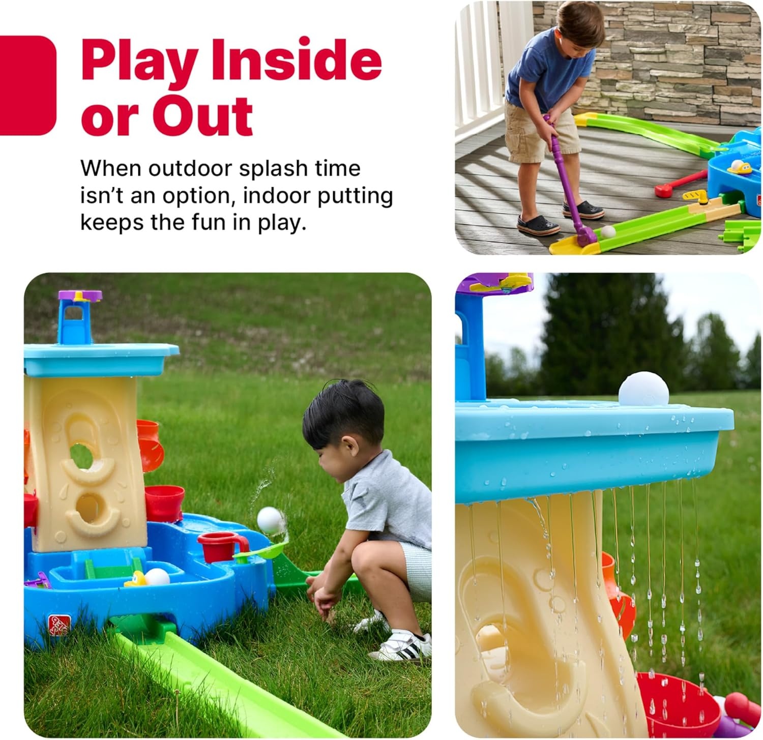 Step2 Putt & Splash Adventure Center, Kids Water Tower, Mini Golf Playset, 33 Accessories, Clubs, Golf Balls, Ages 1.5+ Years