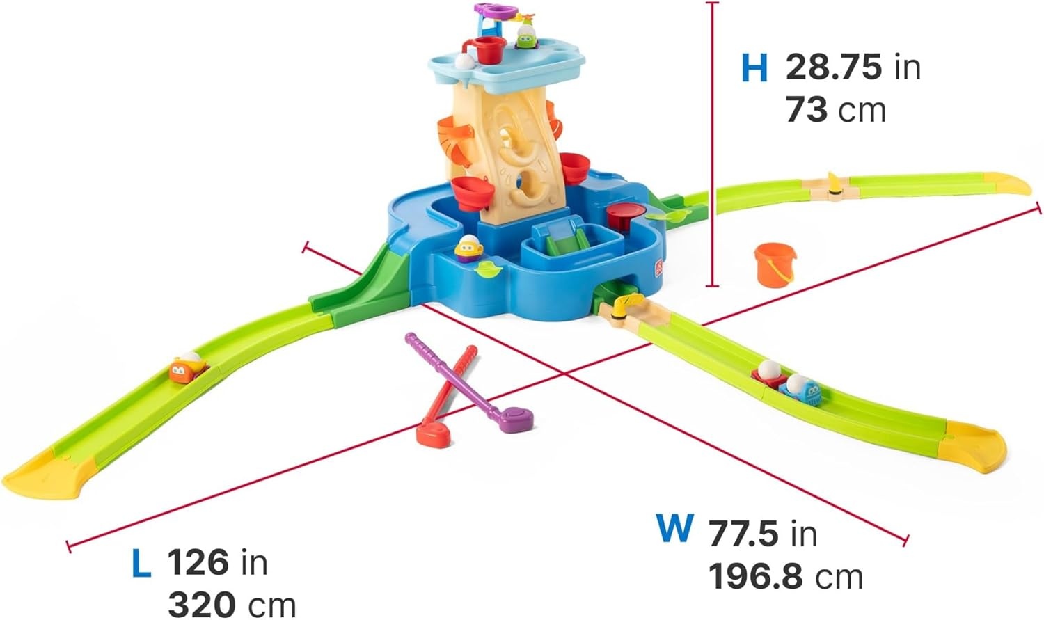Step2 Putt & Splash Adventure Center, Kids Water Tower, Mini Golf Playset, 33 Accessories, Clubs, Golf Balls, Ages 1.5+ Years