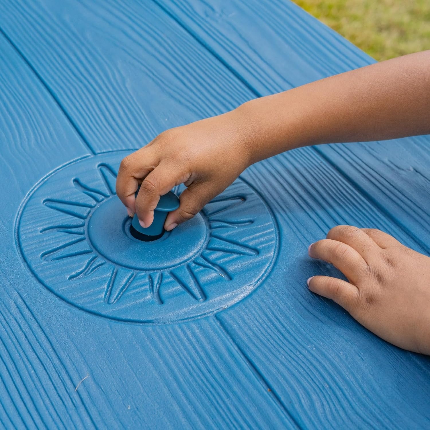 Step2 Sun and Fun Picnic Table with Umbrella for Kids, Outdoor Table and Bench Set, Seats 4, Ages 3+ Years