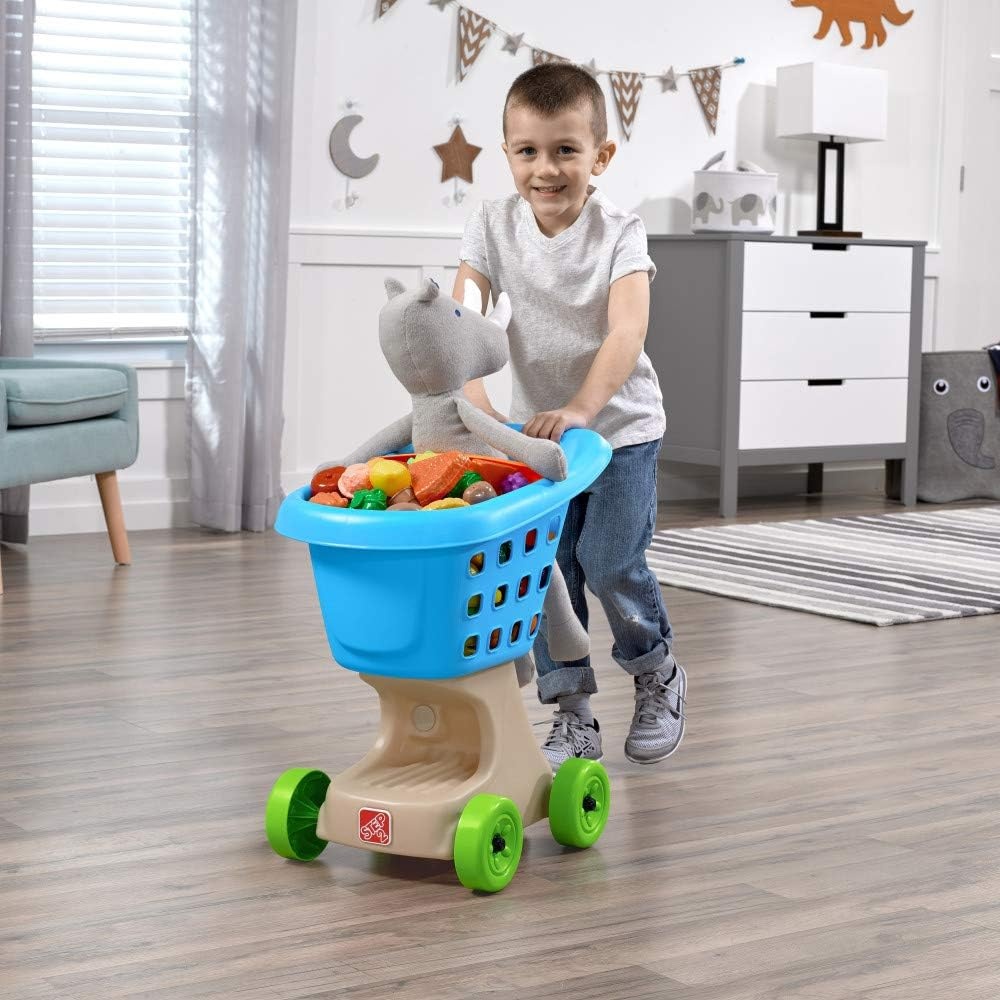 Step2 Little Helper’s Shopping Cart for Kids, Play Grocery Cart, Made of Durable Plastic, for Toddlers 2+ Years Old, Blue(Blue)
