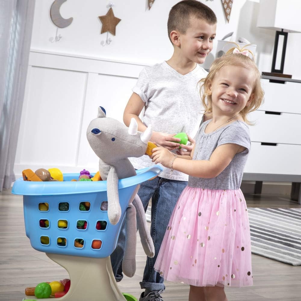 Step2 Little Helper’s Shopping Cart for Kids, Play Grocery Cart, Made of Durable Plastic, for Toddlers 2+ Years Old, Blue(Blue)
