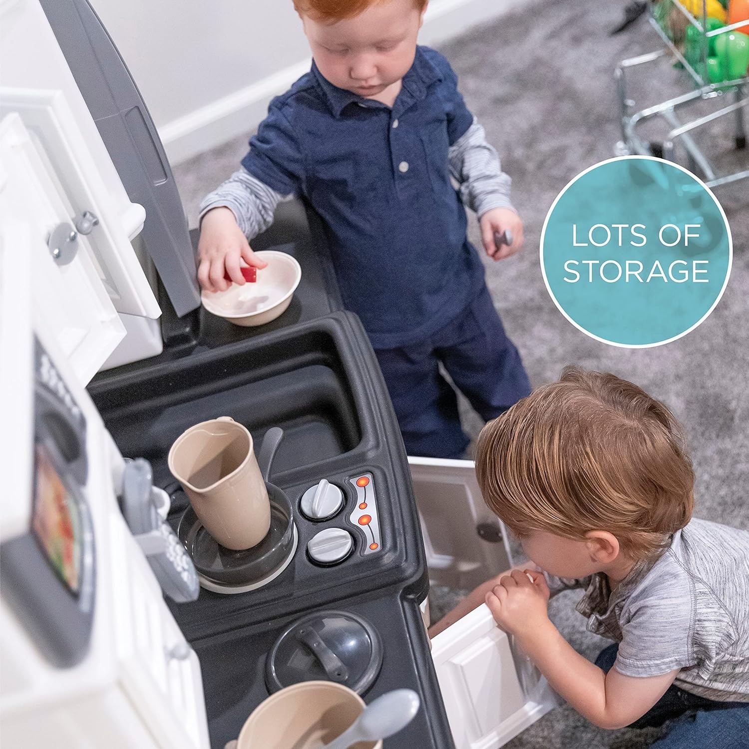 Step2 Lifestyle Dream Kids Kitchen Playset, Indoor/Outdoor Kitchenette, Interactive Play with Lights and Sounds, Made of Durable Plastic, 37 Piece Toy Accessories, Toddlers 2+ Years Old, Gray(Gray)