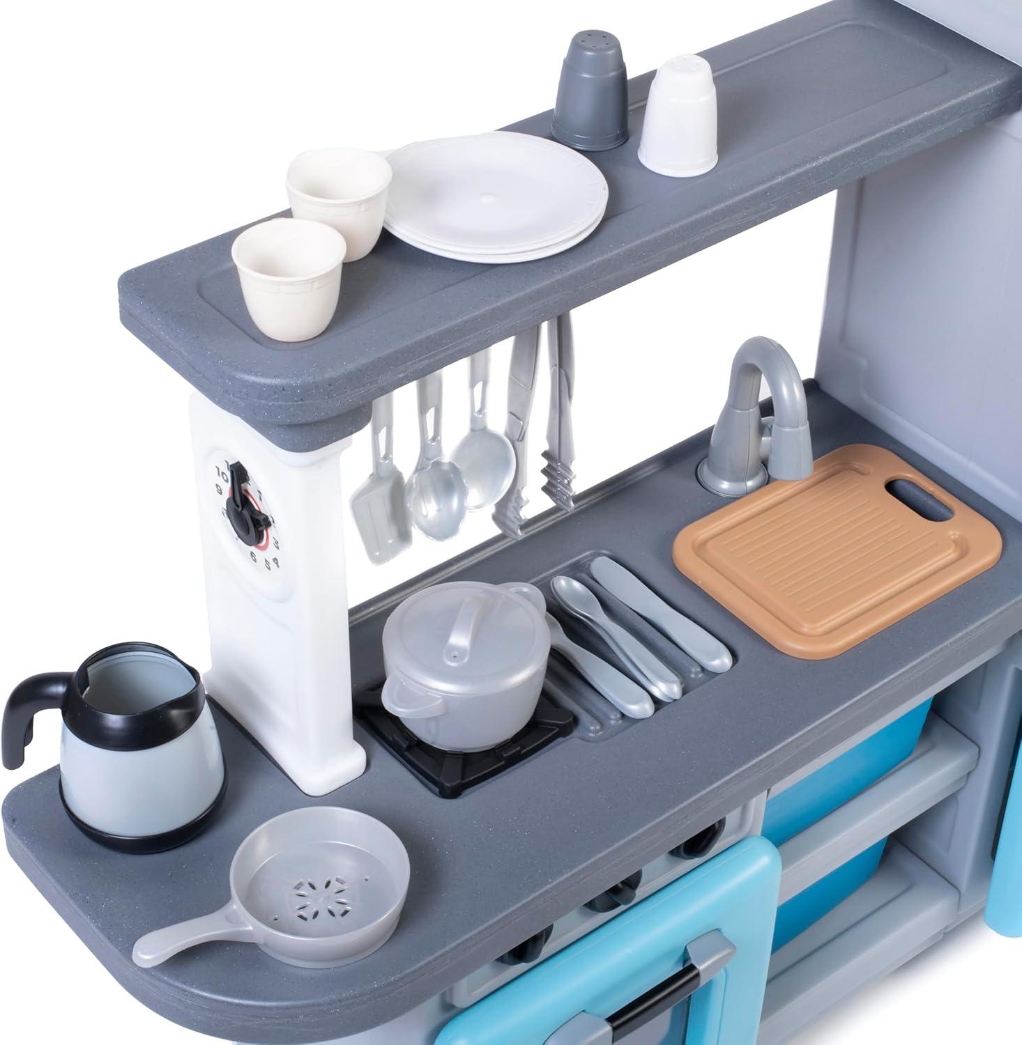 Step2 Cooking Time Kids Kitchen Playset, Indoor/Outdoor Kitchenette, Interactive Play with Lights and Sounds, Made of Durable Plastic, Includes 23 Piece Toy Accessories, for Toddlers 2+ Years Old
