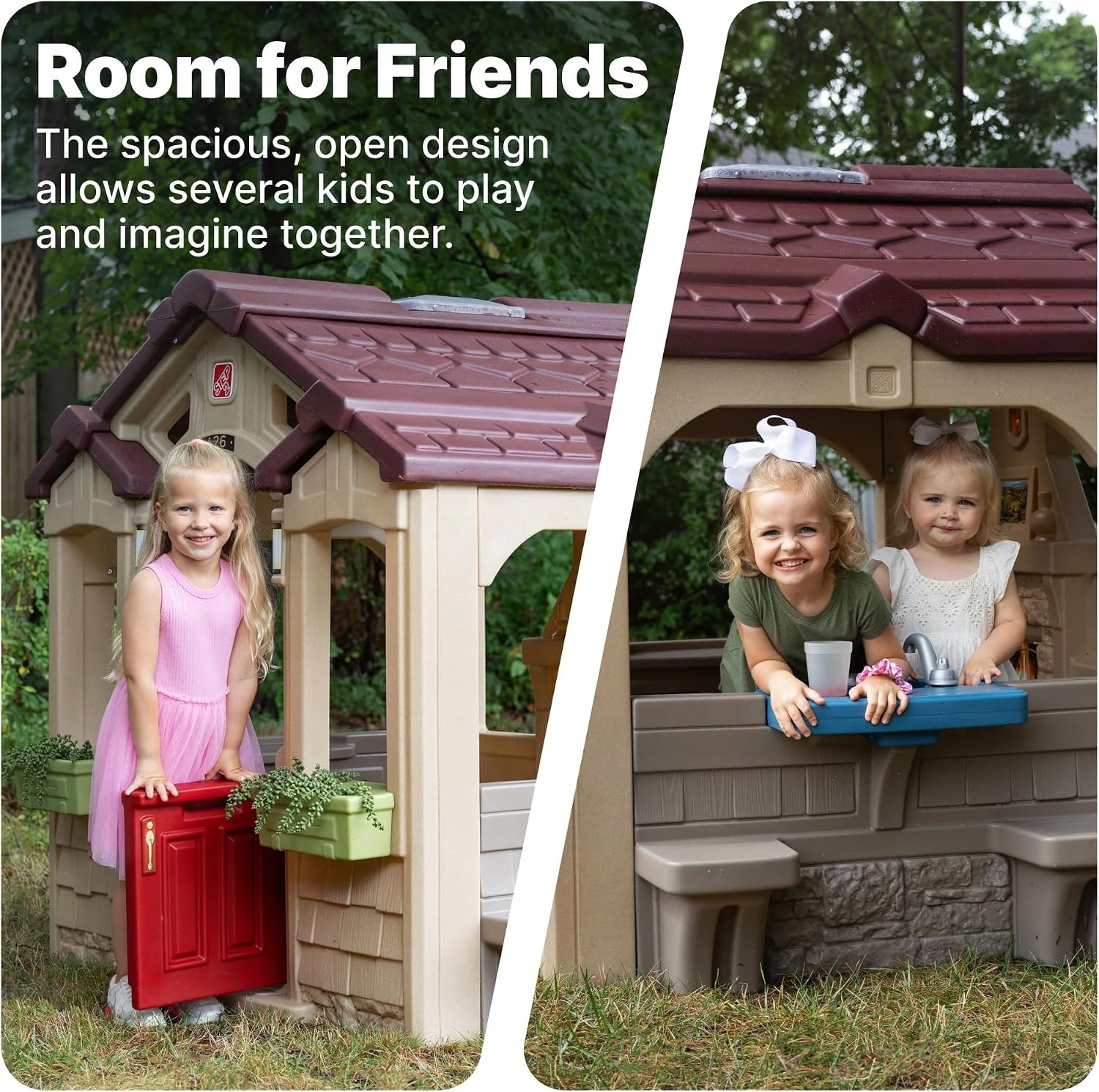 Step2 Charming Cottage Kids Playhouse, Indoor and Outdoor Clubhouse Playset, Interactive Sounds, Toddlers 2+ Years Old, Easy to Assemble(Playhouse)