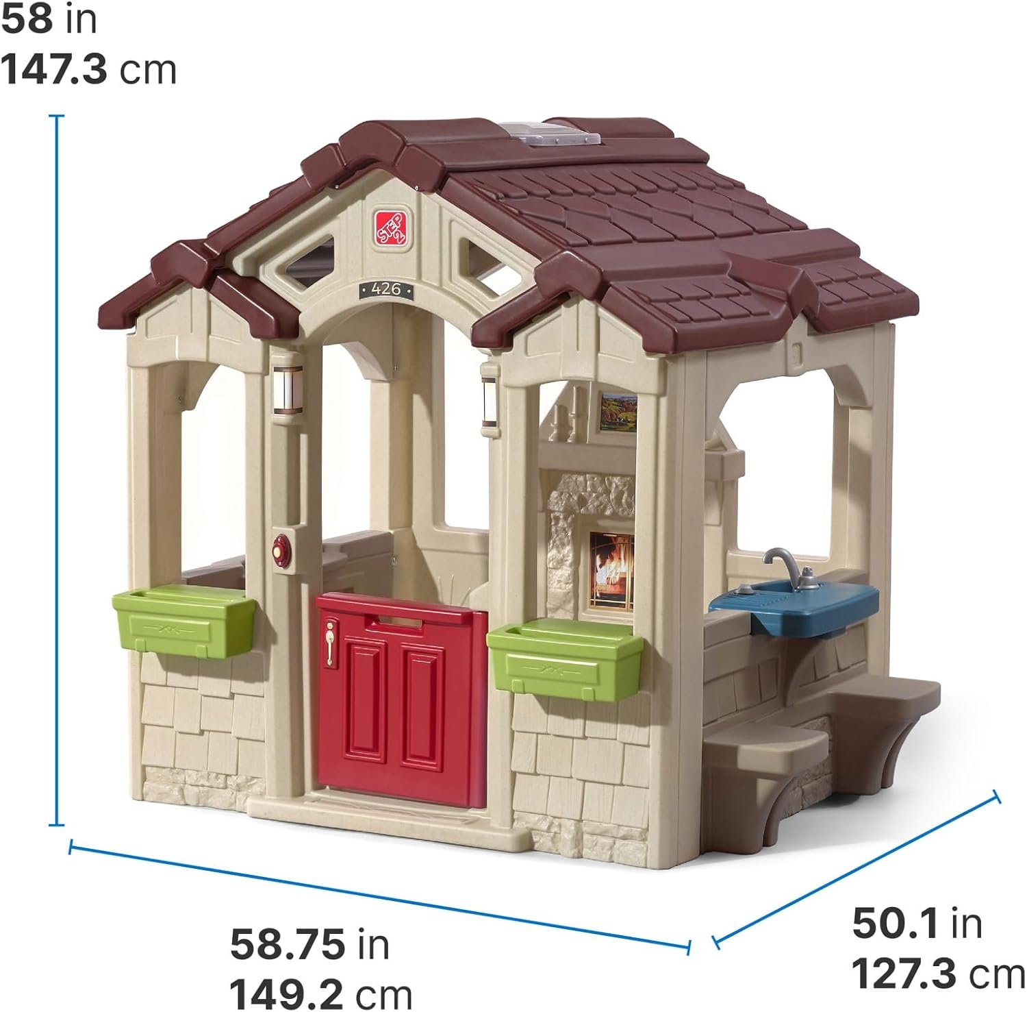 Step2 Charming Cottage Kids Playhouse, Indoor and Outdoor Clubhouse Playset, Interactive Sounds, Toddlers 2+ Years Old, Easy to Assemble(Playhouse)