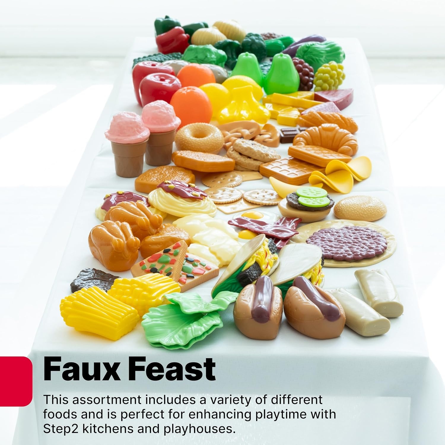 Step2 101-Piece Play Food Assortment, Pretend Kitchen Playset, Vegetables, Fruit, Dessert, For Toddlers Ages 2-6 Years