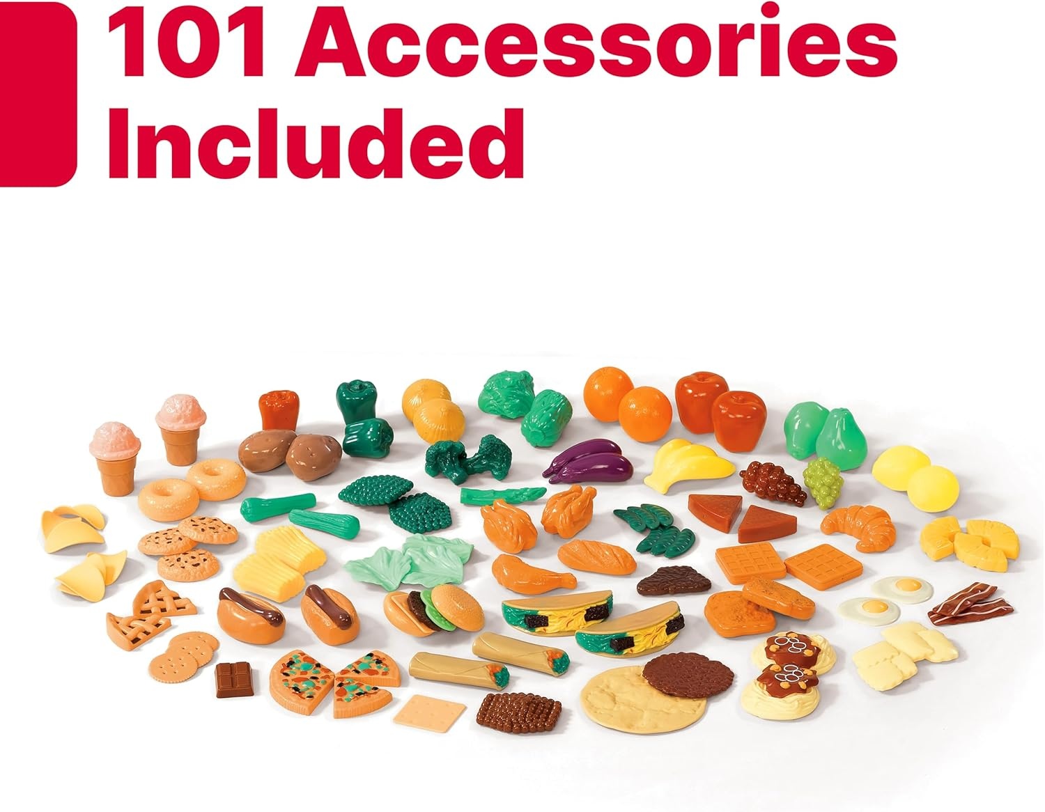 Step2 101-Piece Play Food Assortment, Pretend Kitchen Playset, Vegetables, Fruit, Dessert, For Toddlers Ages 2-6 Years