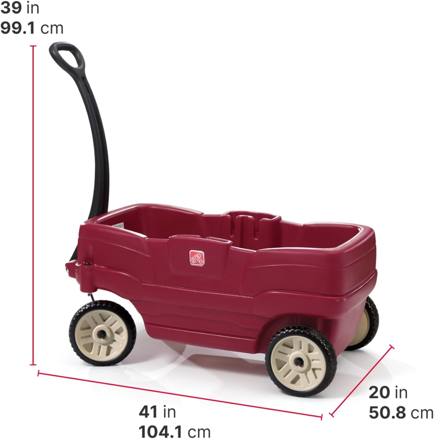 Step2 Neighborhood Wagon, Kids Ride On Toy, Stroller Substitute, Includes Seat Belts, Made of Durable Plastic, Max Weight 75 lbs., For Toddlers 1.5-5 Years Old, Red(Red)
