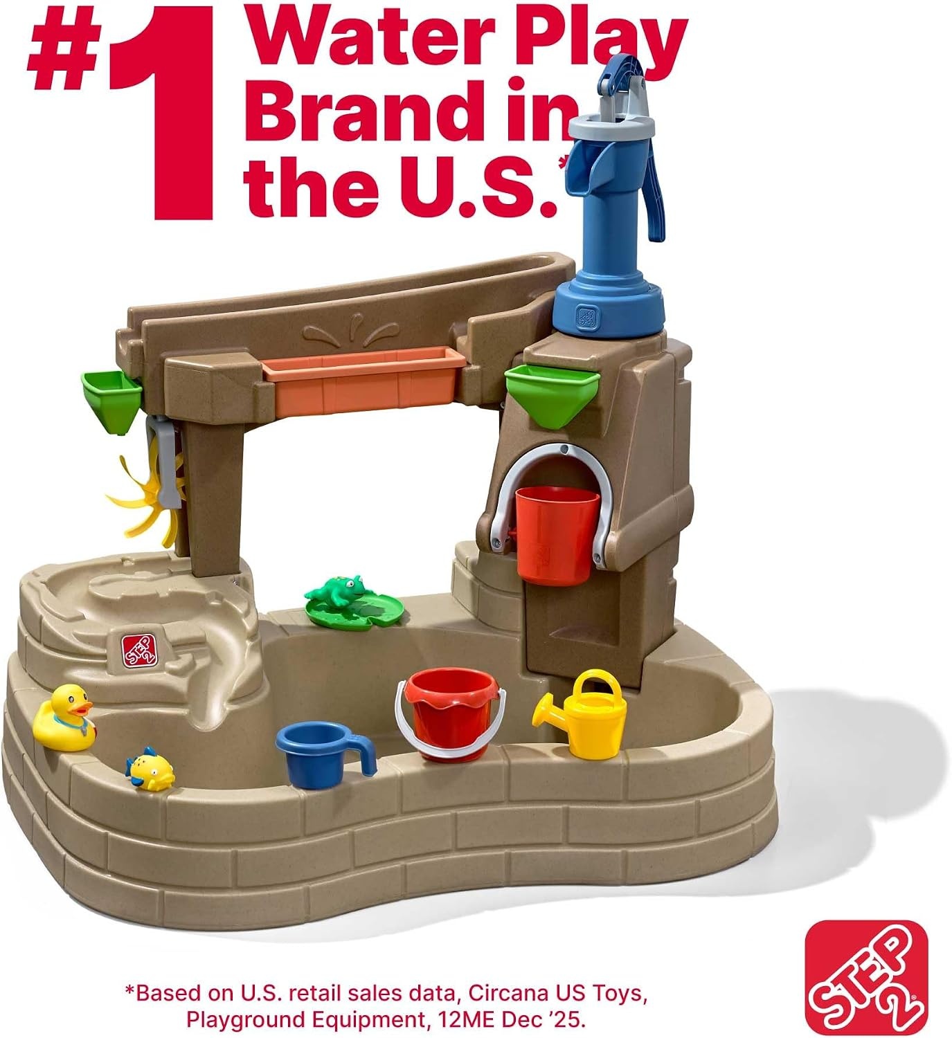 Step 2 Pump & Splash Discovery Pond Water Table, Kids Water Sensory Activity Pool, Summer Outdoor Toys, 10 Piece Toy Accessories, For Toddlers 2+ Years Old