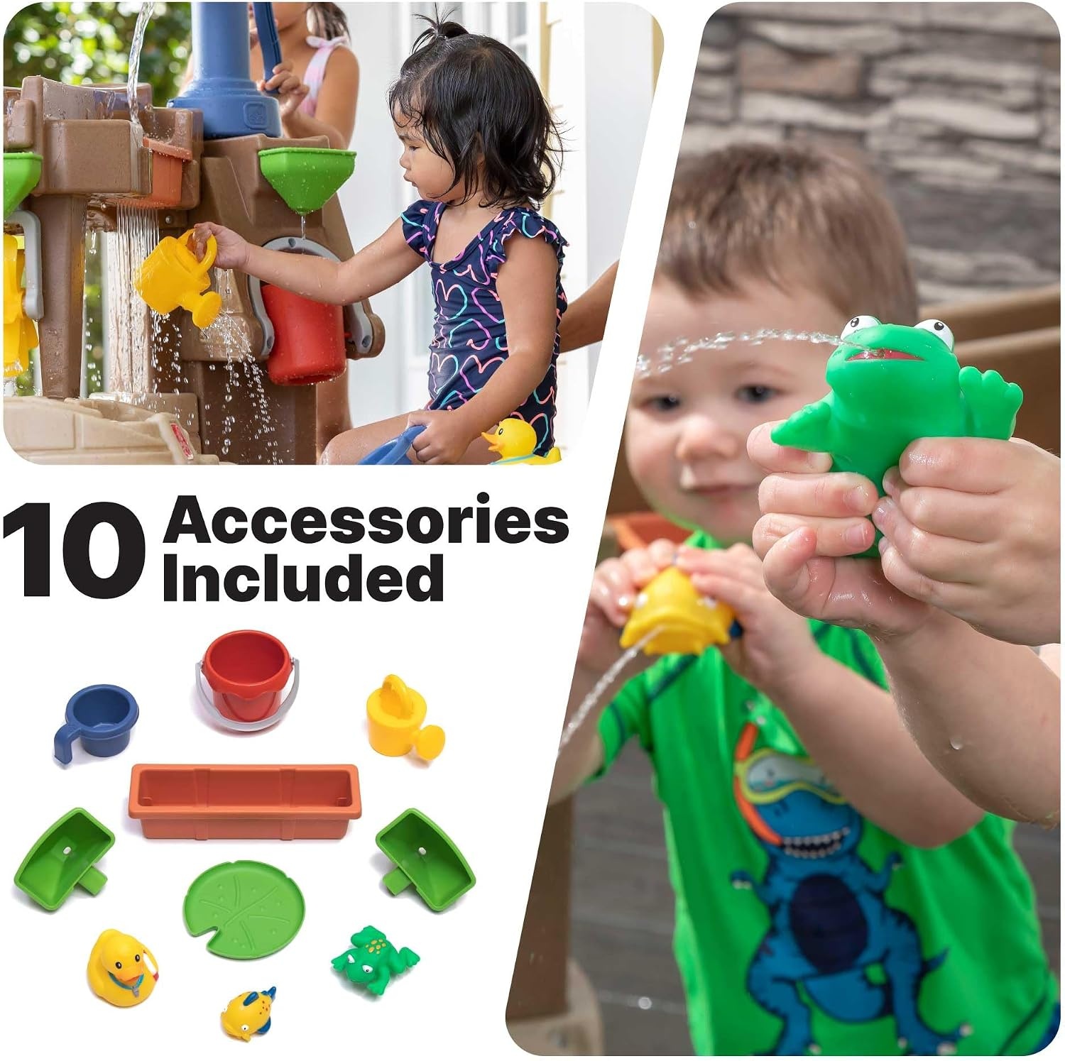 Step 2 Pump & Splash Discovery Pond Water Table, Kids Water Sensory Activity Pool, Summer Outdoor Toys, 10 Piece Toy Accessories, For Toddlers 2+ Years Old