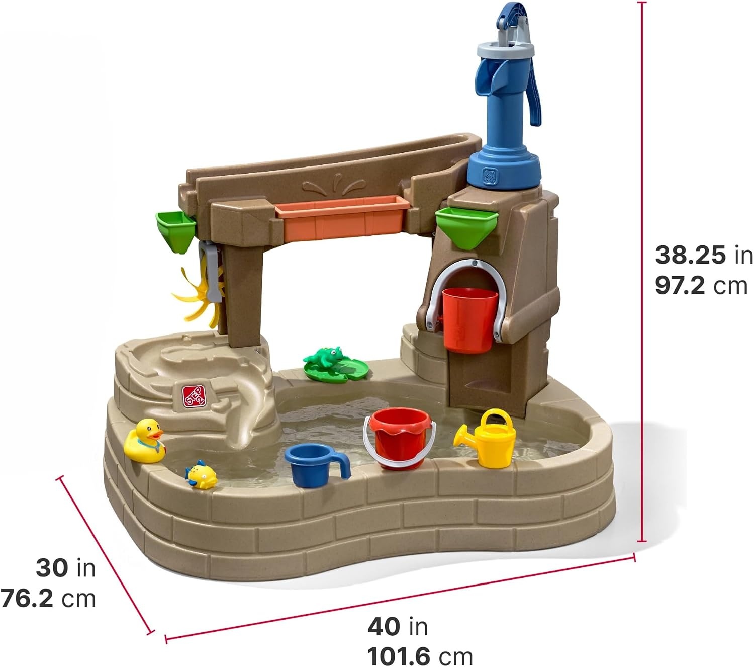 Step 2 Pump & Splash Discovery Pond Water Table, Kids Water Sensory Activity Pool, Summer Outdoor Toys, 10 Piece Toy Accessories, For Toddlers 2+ Years Old