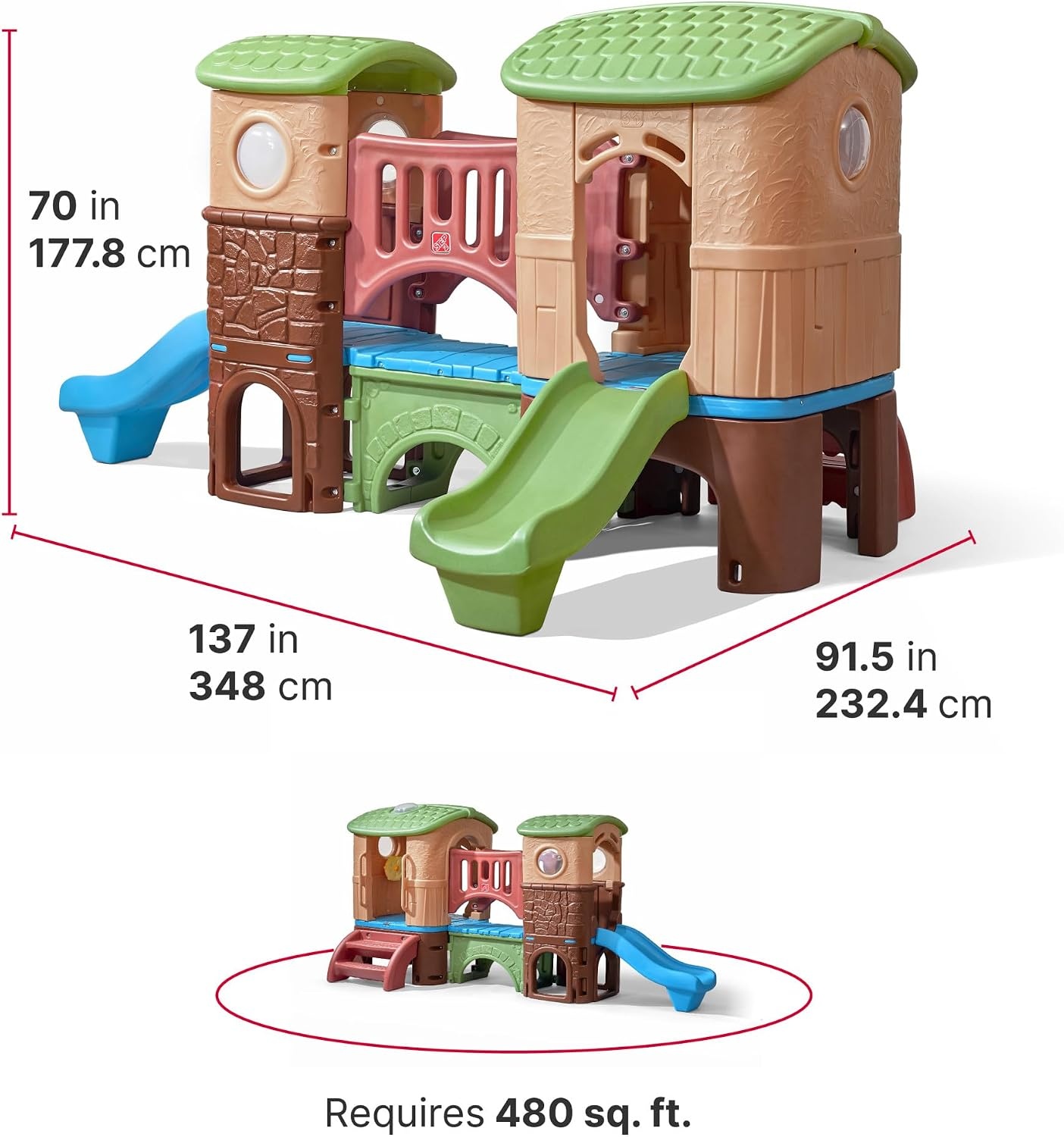 Step2 Clubhouse Climber Playset for Kids, Jungle Gym with Elevated Playhouse, Outdoor Backyard Playground Set, Two Toddler Slides, Ages 2 to 6 Years Old(Climber)