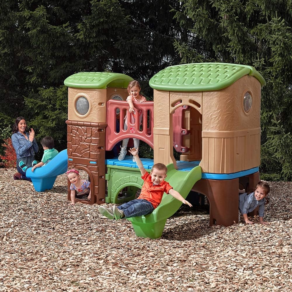 Step2 Clubhouse Climber Playset for Kids, Jungle Gym with Elevated Playhouse, Outdoor Backyard Playground Set, Two Toddler Slides, Ages 2 to 6 Years Old(Climber)