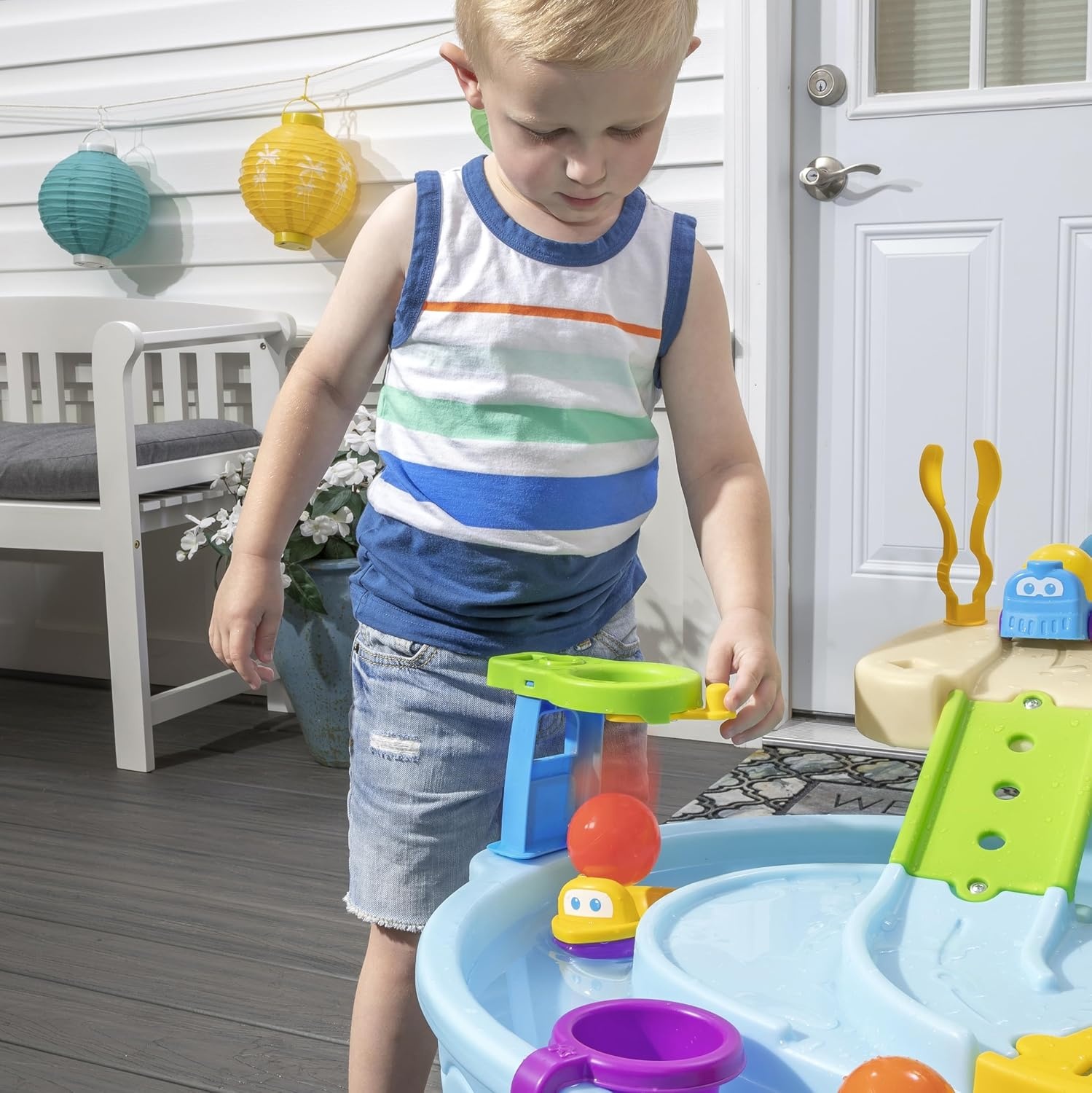 Step2 Ball Buddies Adventure Center Water Table for Kids, Indoor and Outdoor Kids Water Sensory Table Pool, Ages 1.5+ Years Old, 23 Piece Water Toy Accessories, Blue